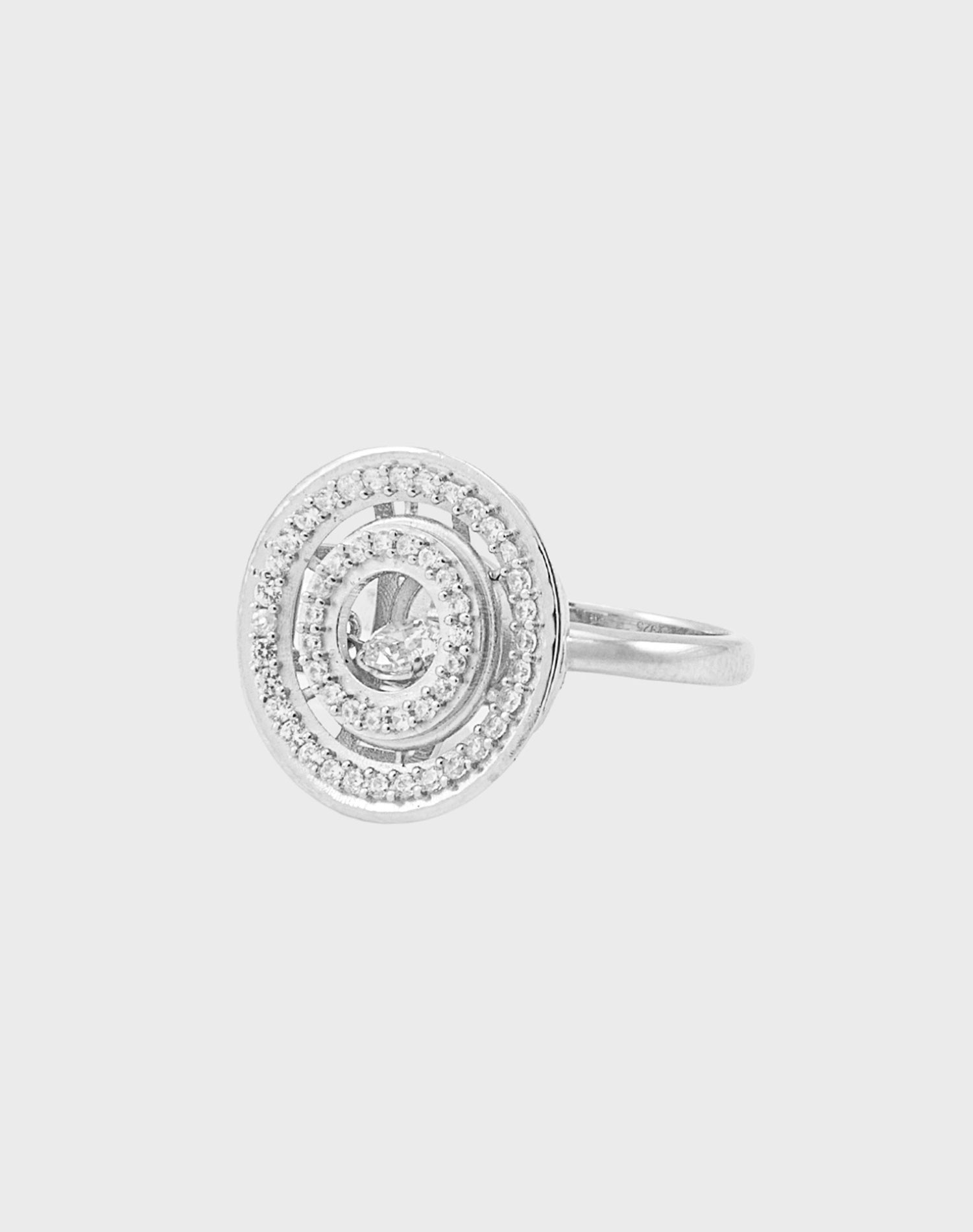 Silver Circular Dancing Diamond Ring