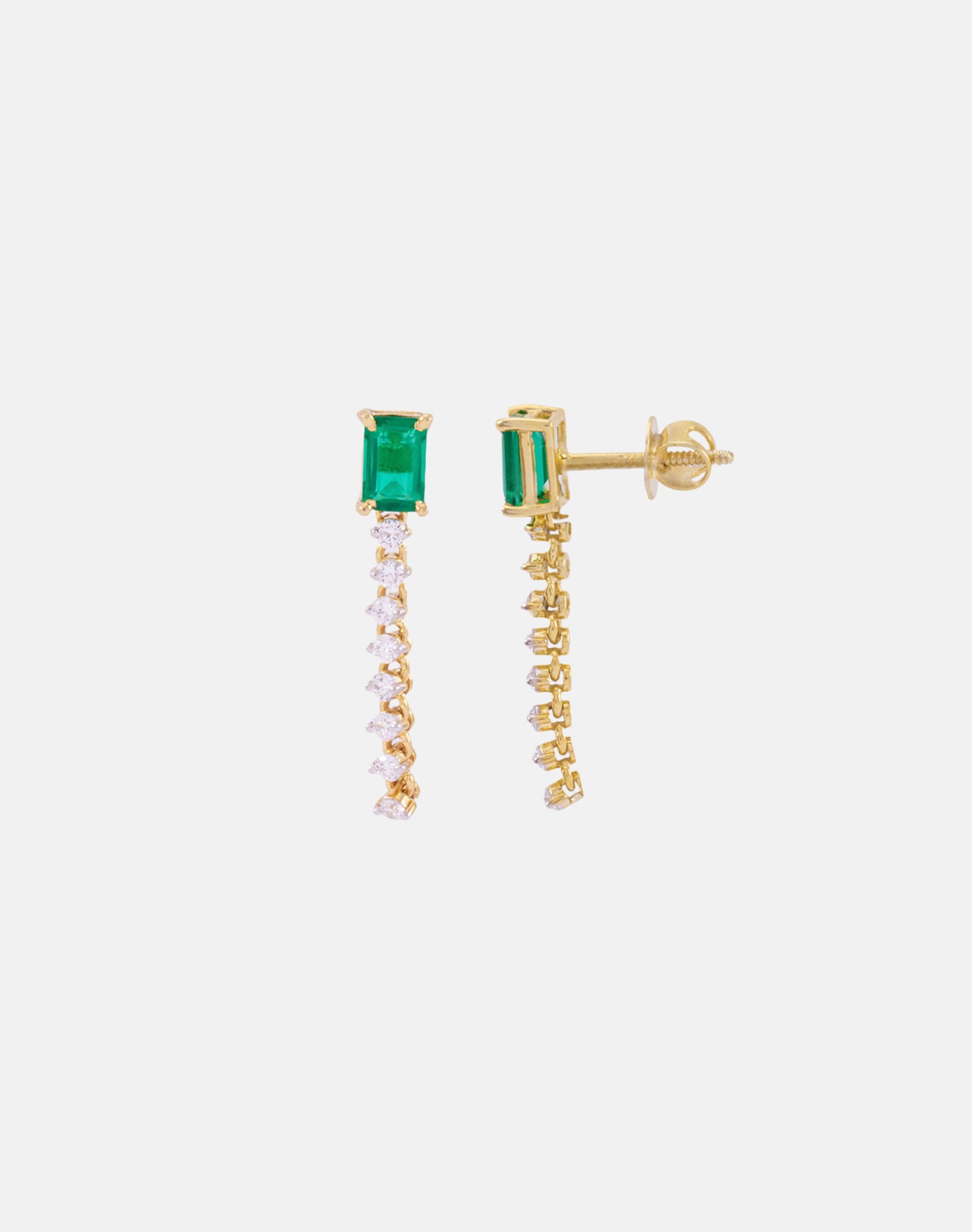 Gold Green Vines Lab Grown Diamond Earrings