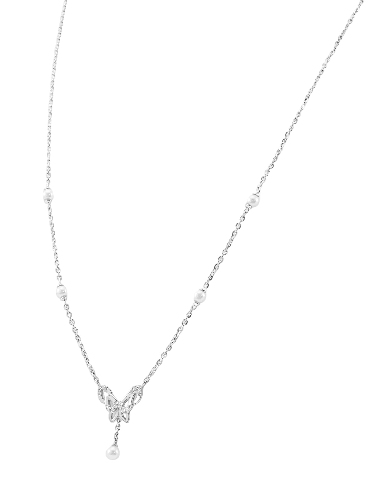 Silver Flutter Pearl Pendant Chain
