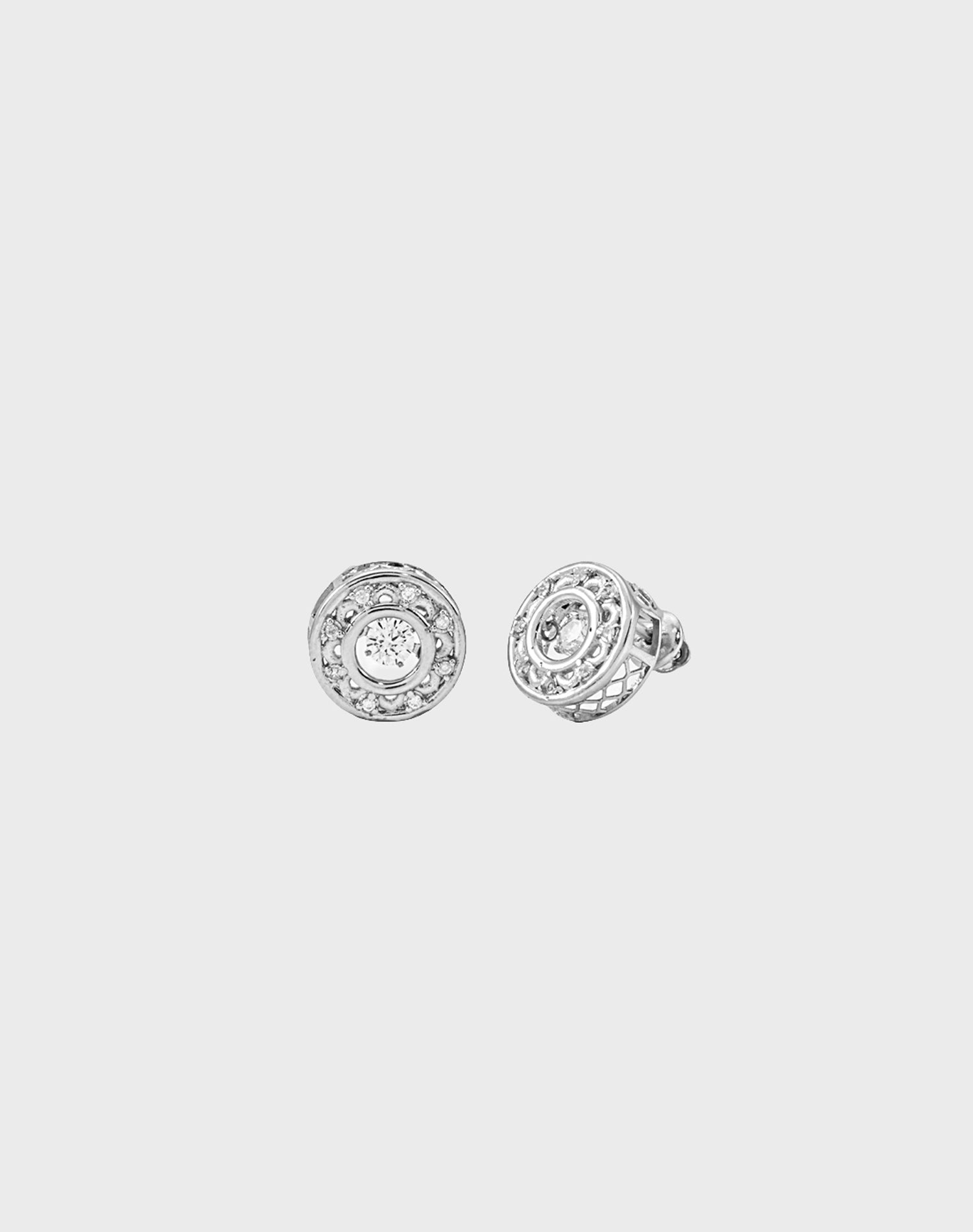 Silver Balance Dancing Diamond Stud Earrings