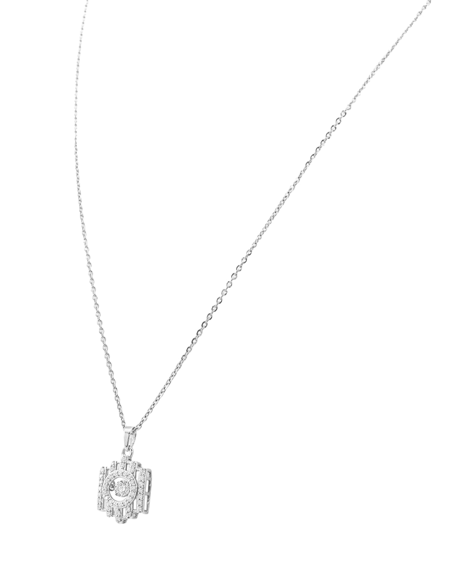 Silver Anchor Dancing Diamond Pendant Chain
