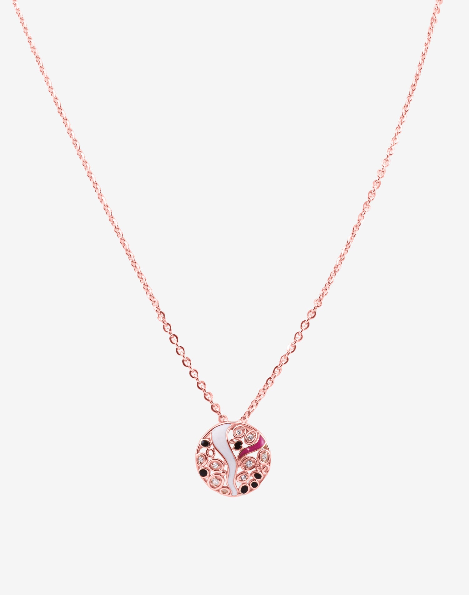 Rose Colour Splash Enamel Pendant Set