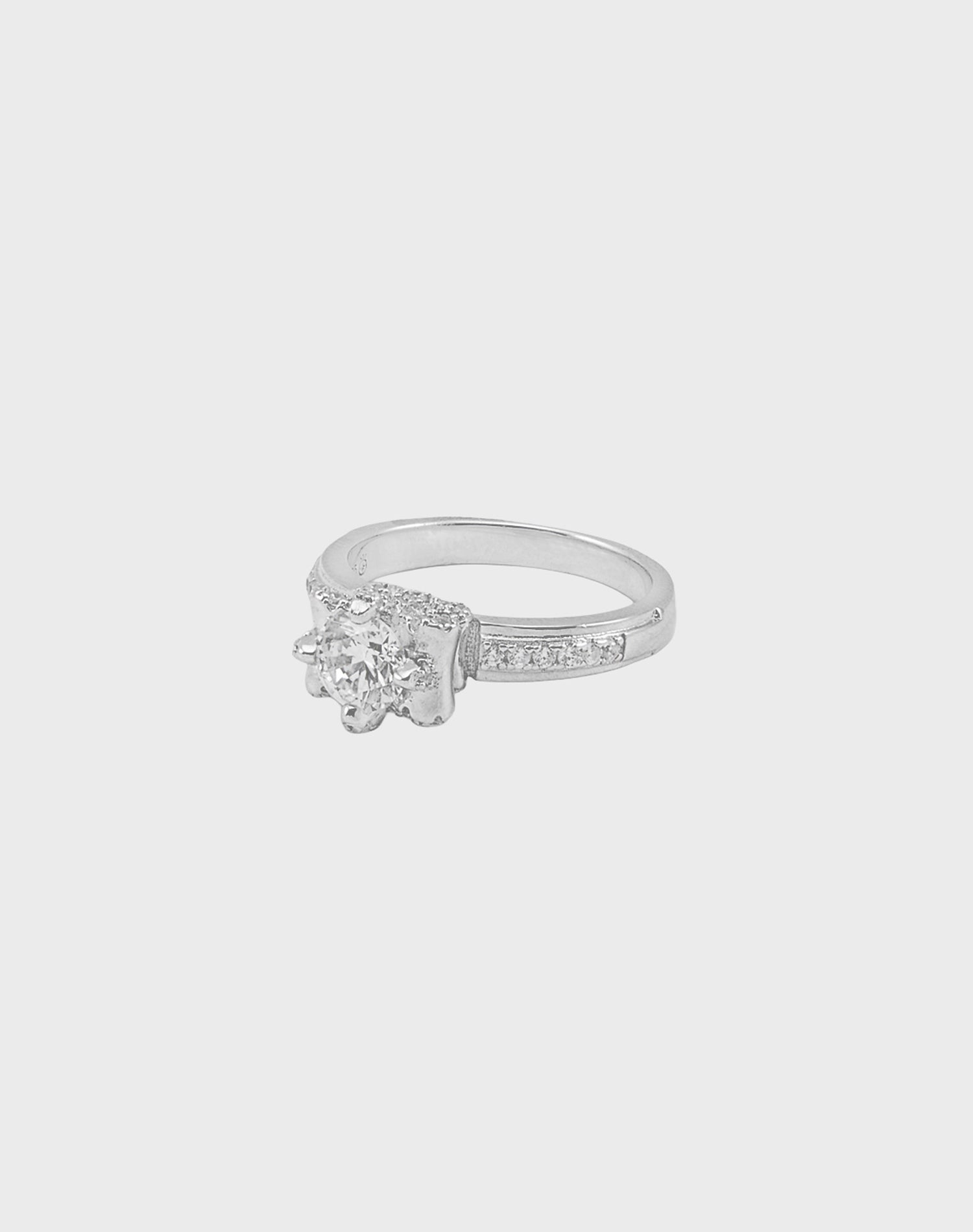 Silver Crownline Solitaire Ring
