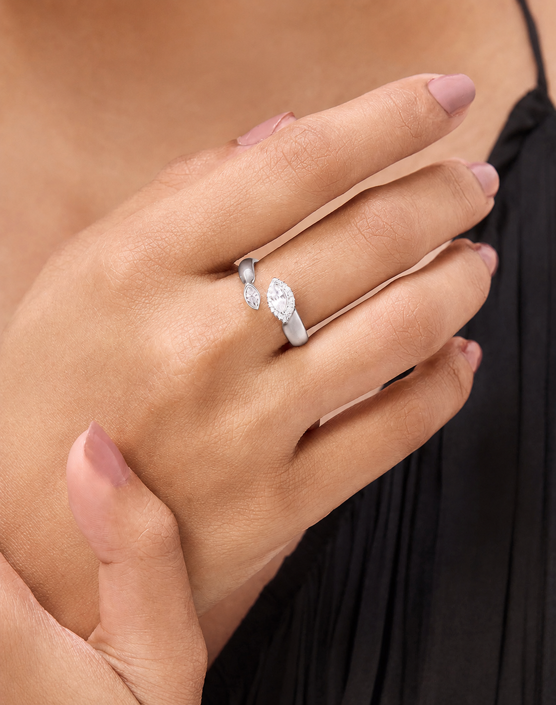 Silver Sleek Marquise Ring