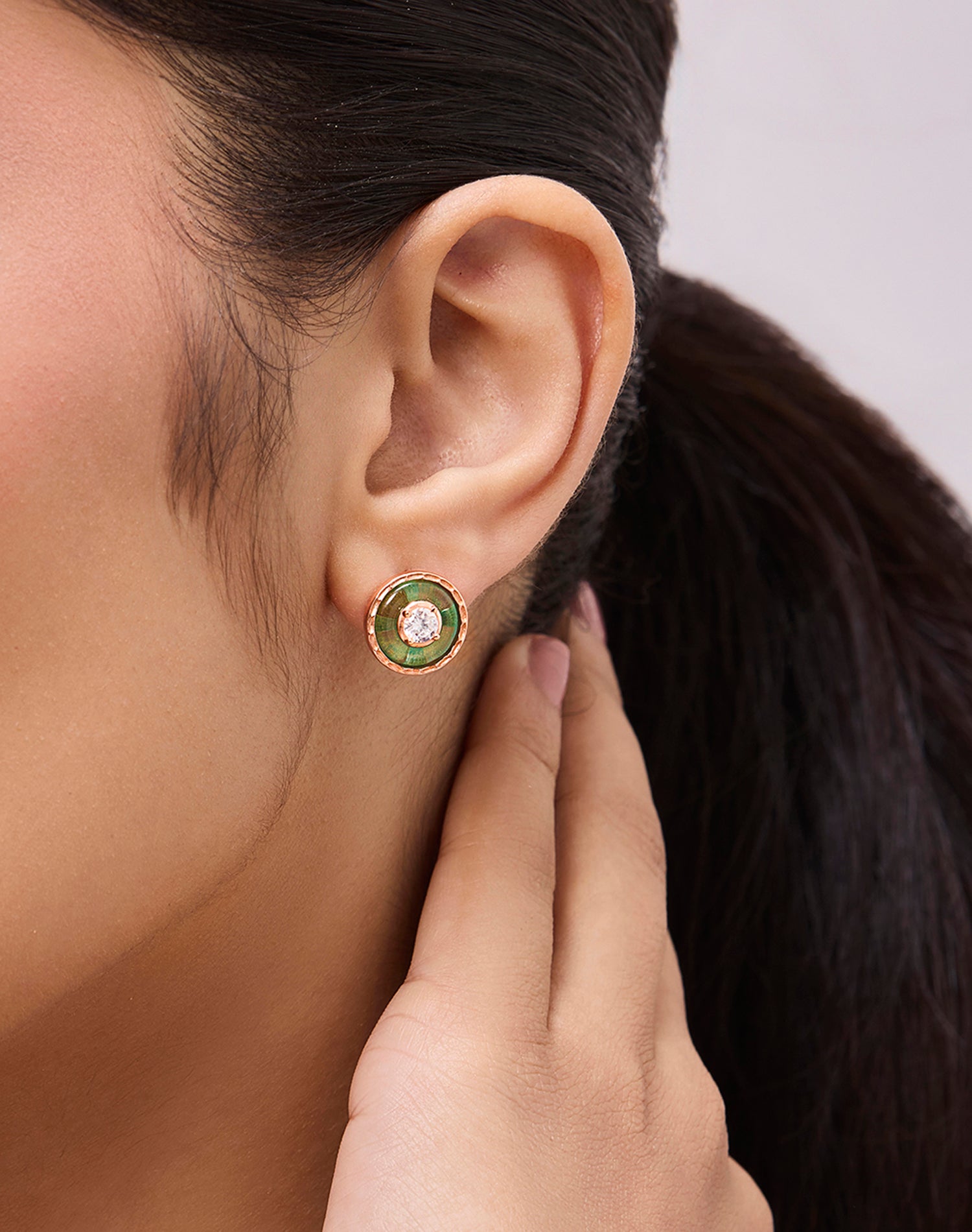 Rose Orbis Verde Earrings
