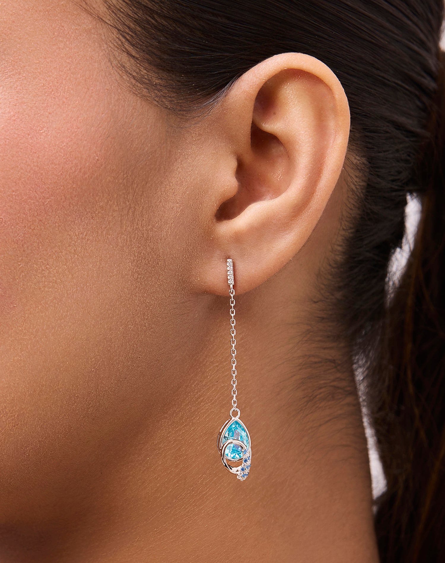Silver Aqua Veil Earrings