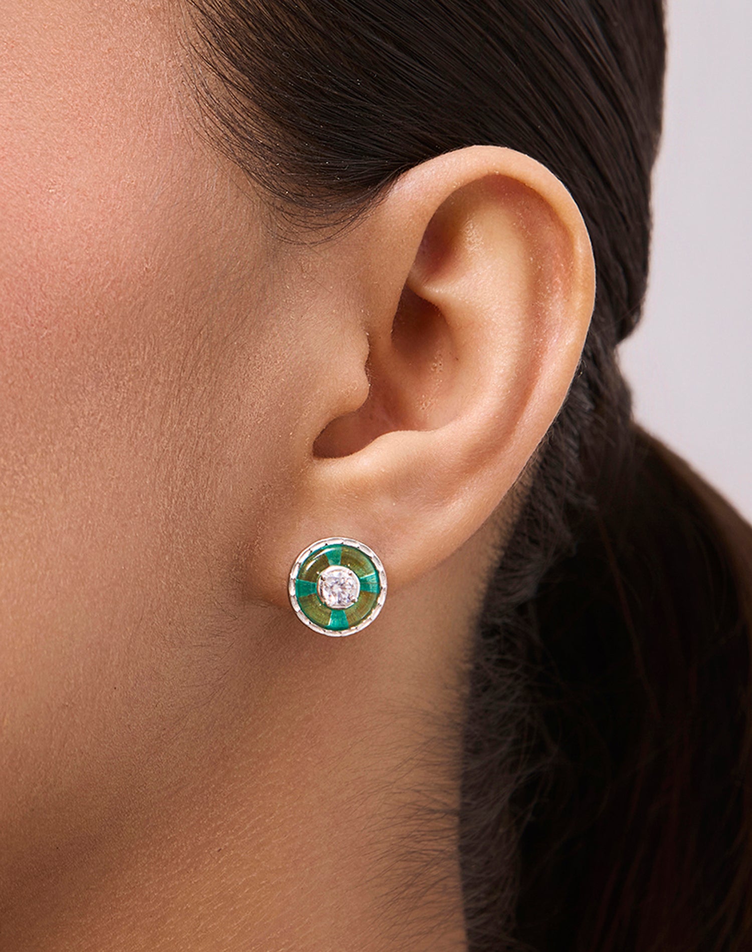 Silver Orbis Verde Earrings