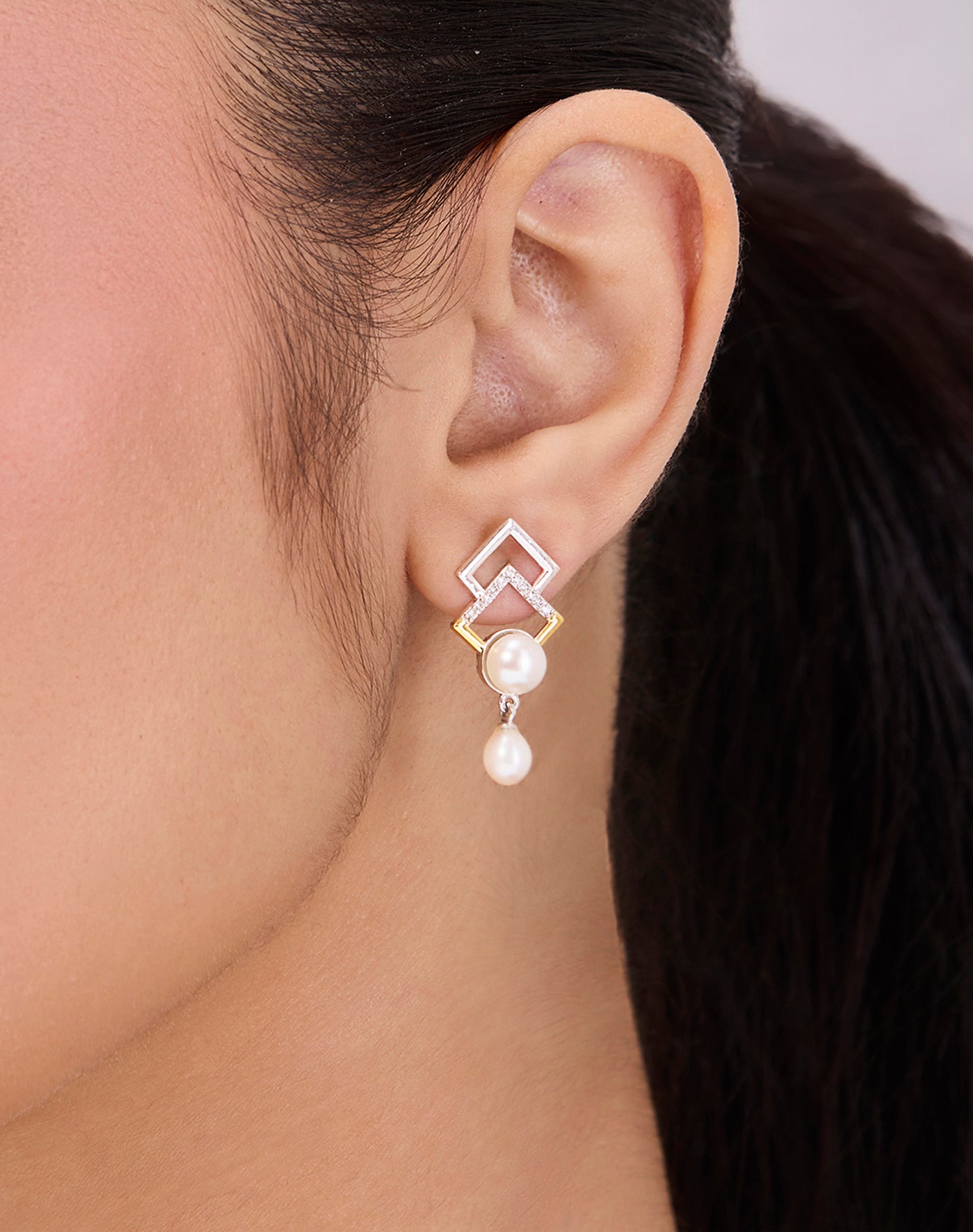 Silver Aurora Drop Pearl Earrings