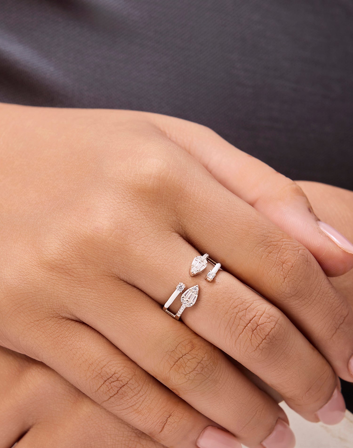 Silver Wink Wink Enamel Ring