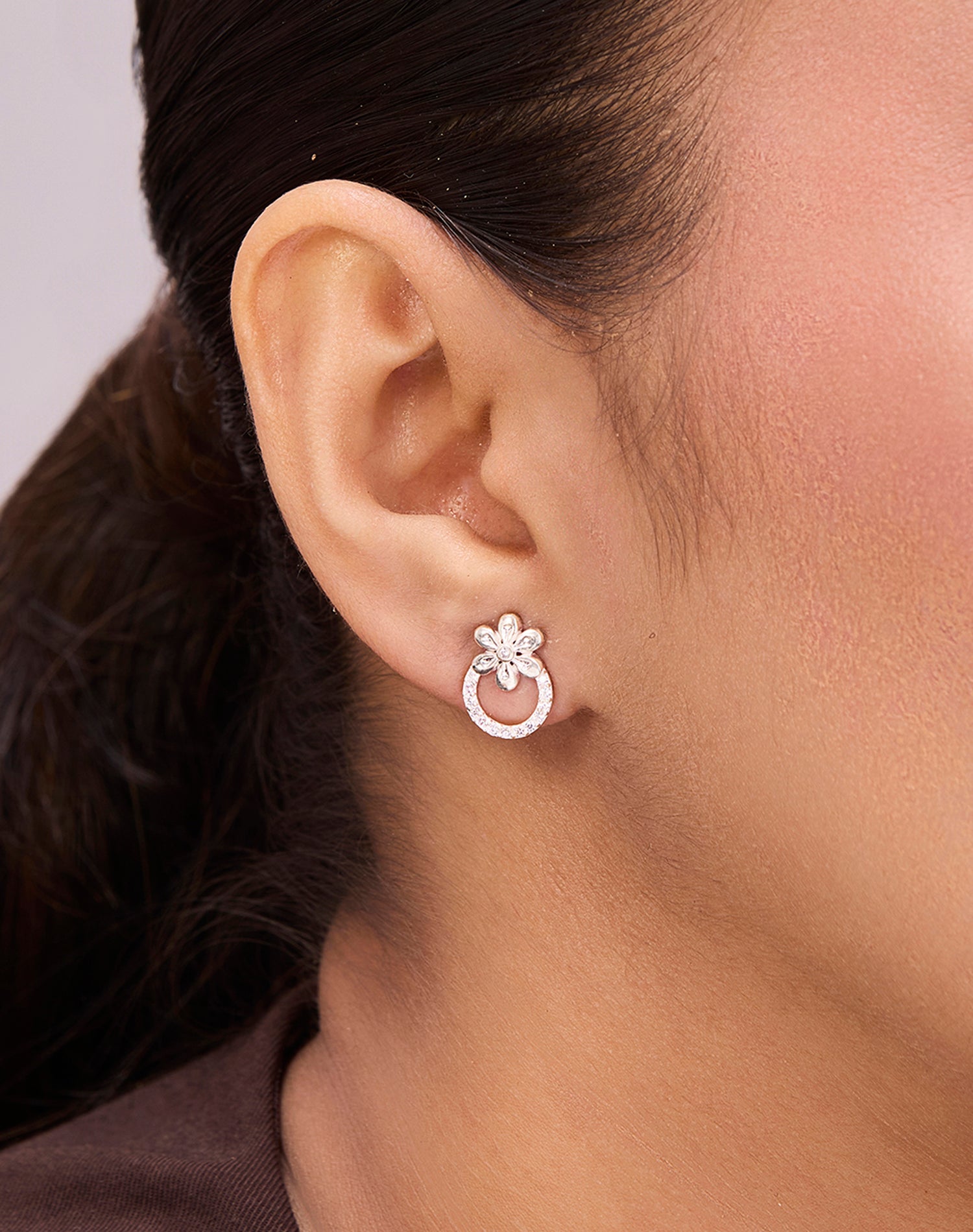 Silver Bloom Stud Earrings