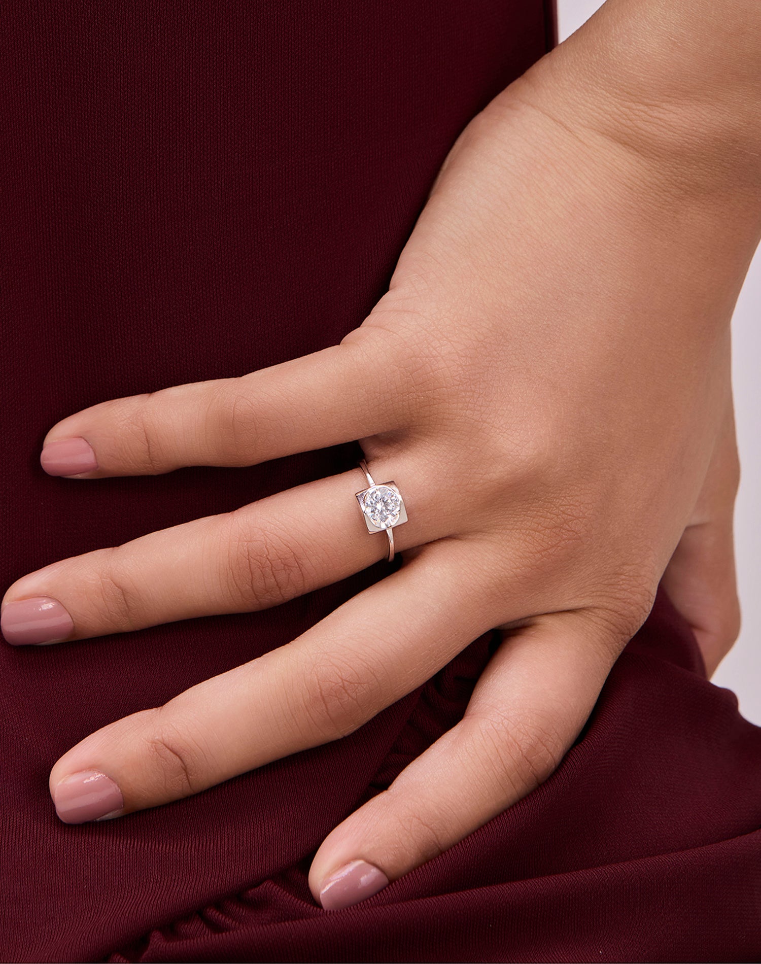 Silver Sculptura Solitaire Ring