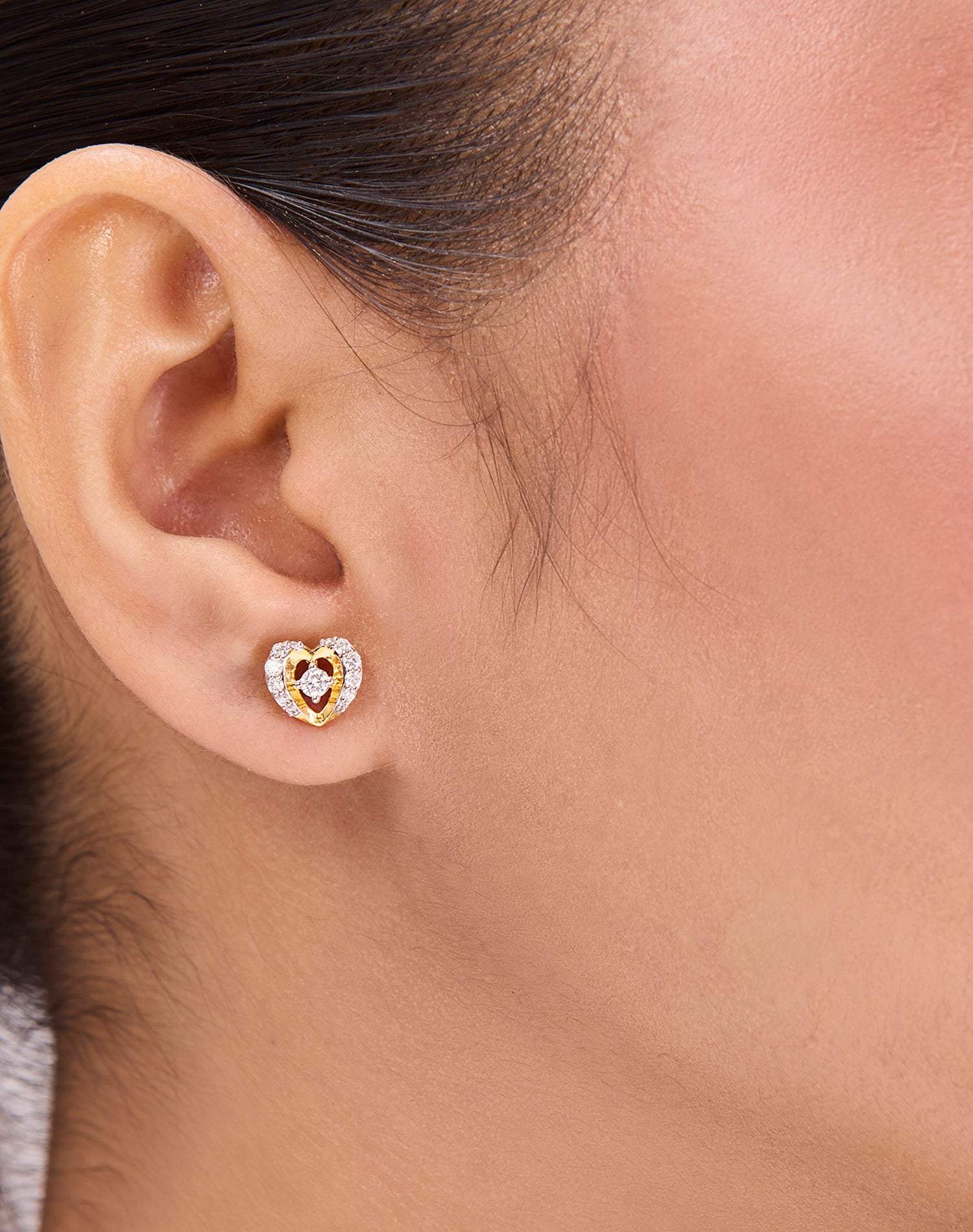 Gold Sweetheart Lab Grown Diamond Earrings
