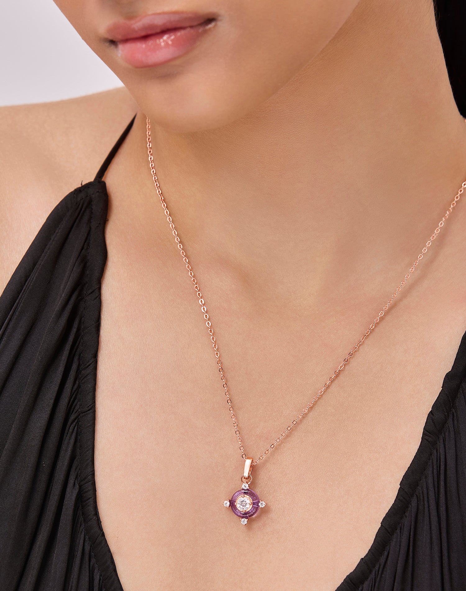 Rose Violet Lumina Pendant Chain