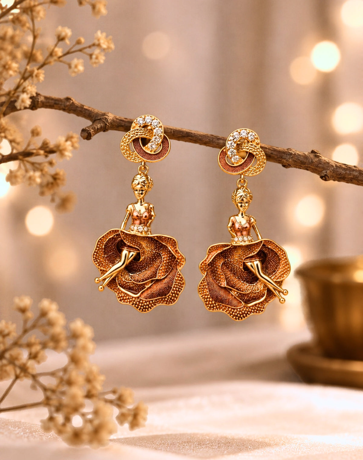 Rose Ballerina Statement Earrings