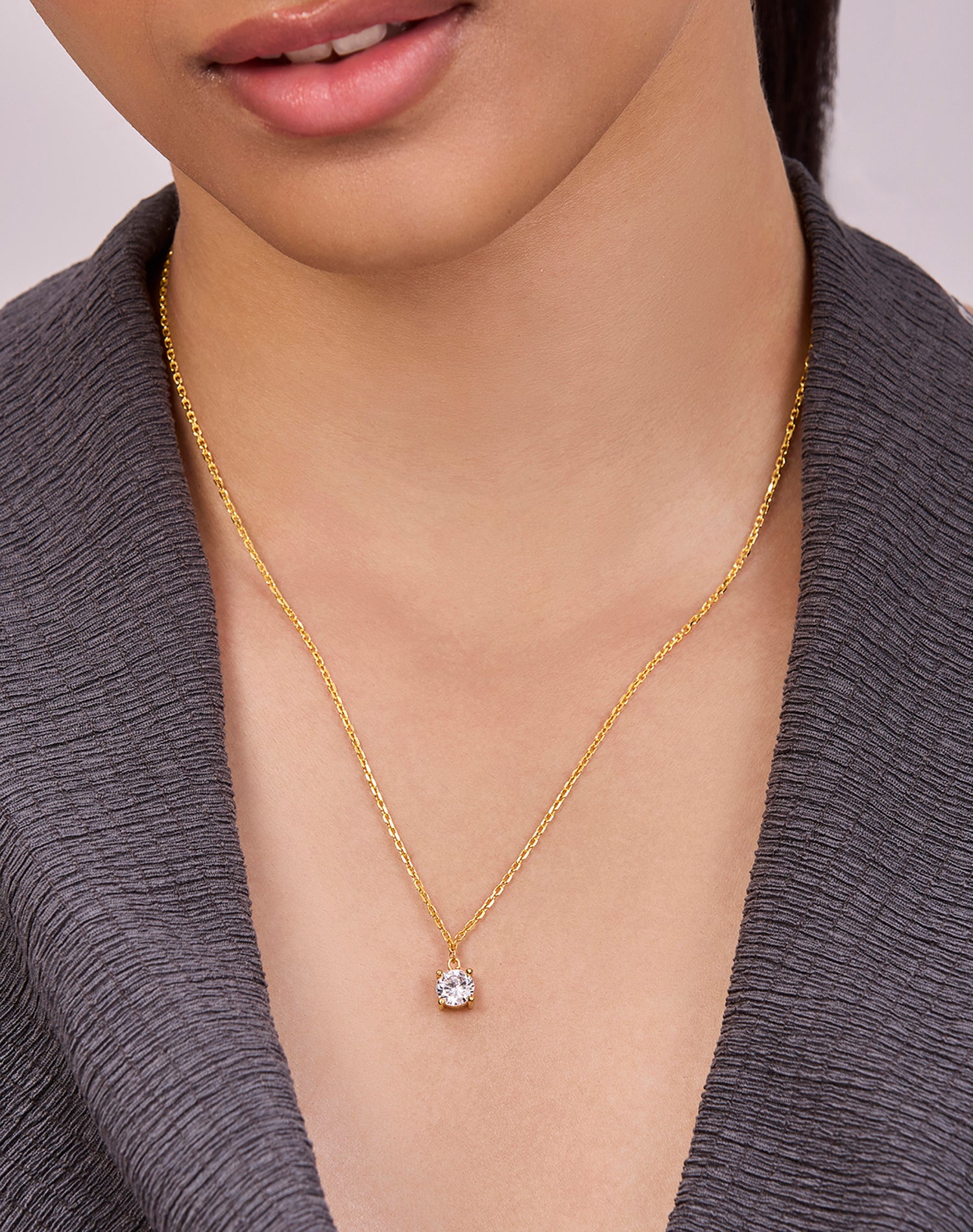 Gold Timeless Solitaire Pendant Chain