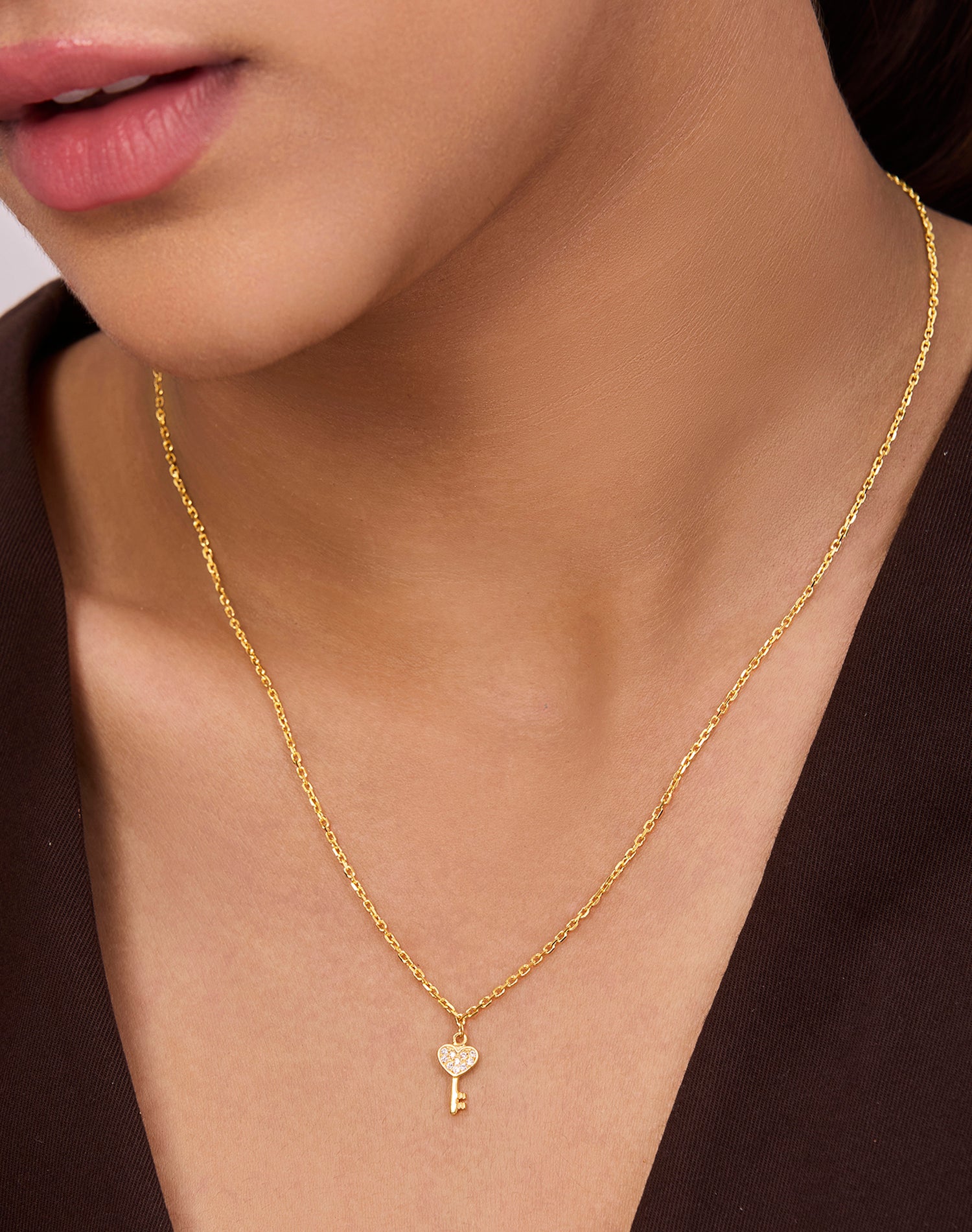 Gold Secret Key Pendant Chain