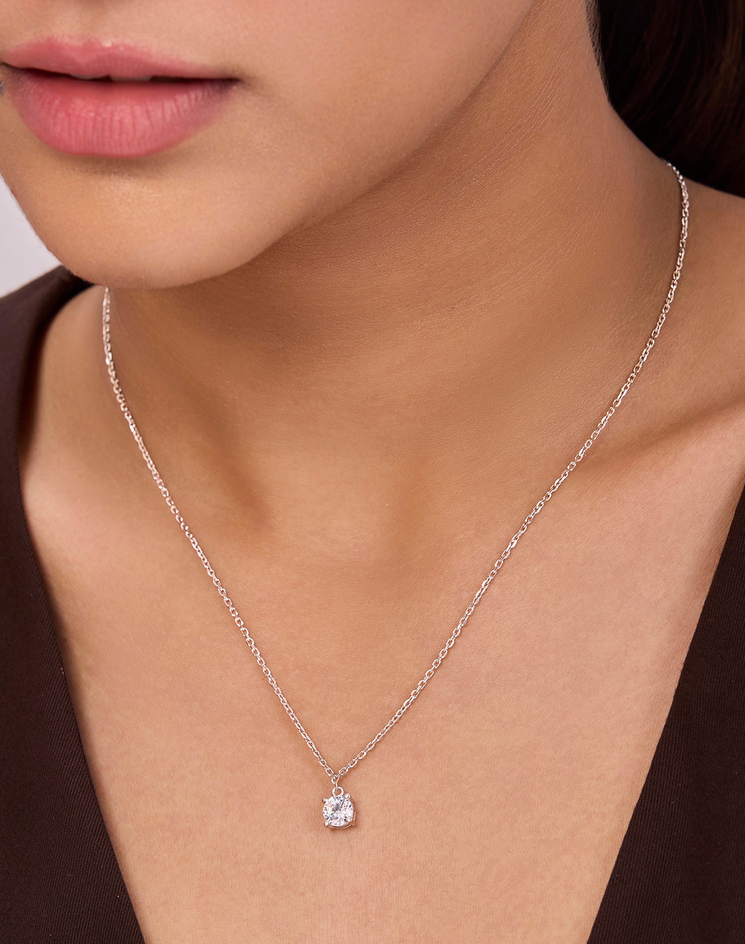 Silver Timeless Solitaire Pendant Chain