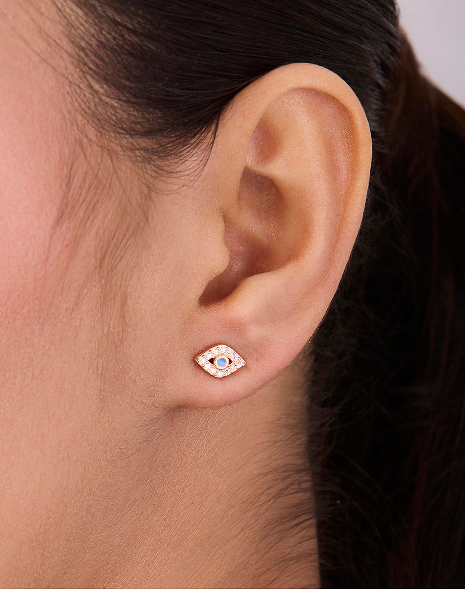 Rose Evil Eye Stud Earrings