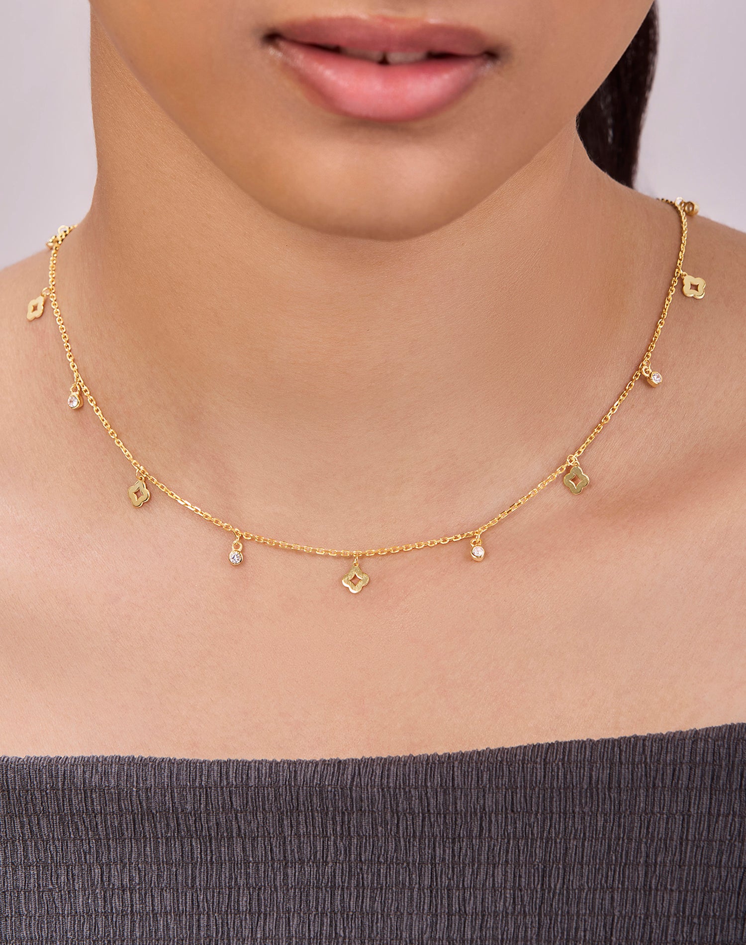 Gold Glow Clover Charm Pendant Chain