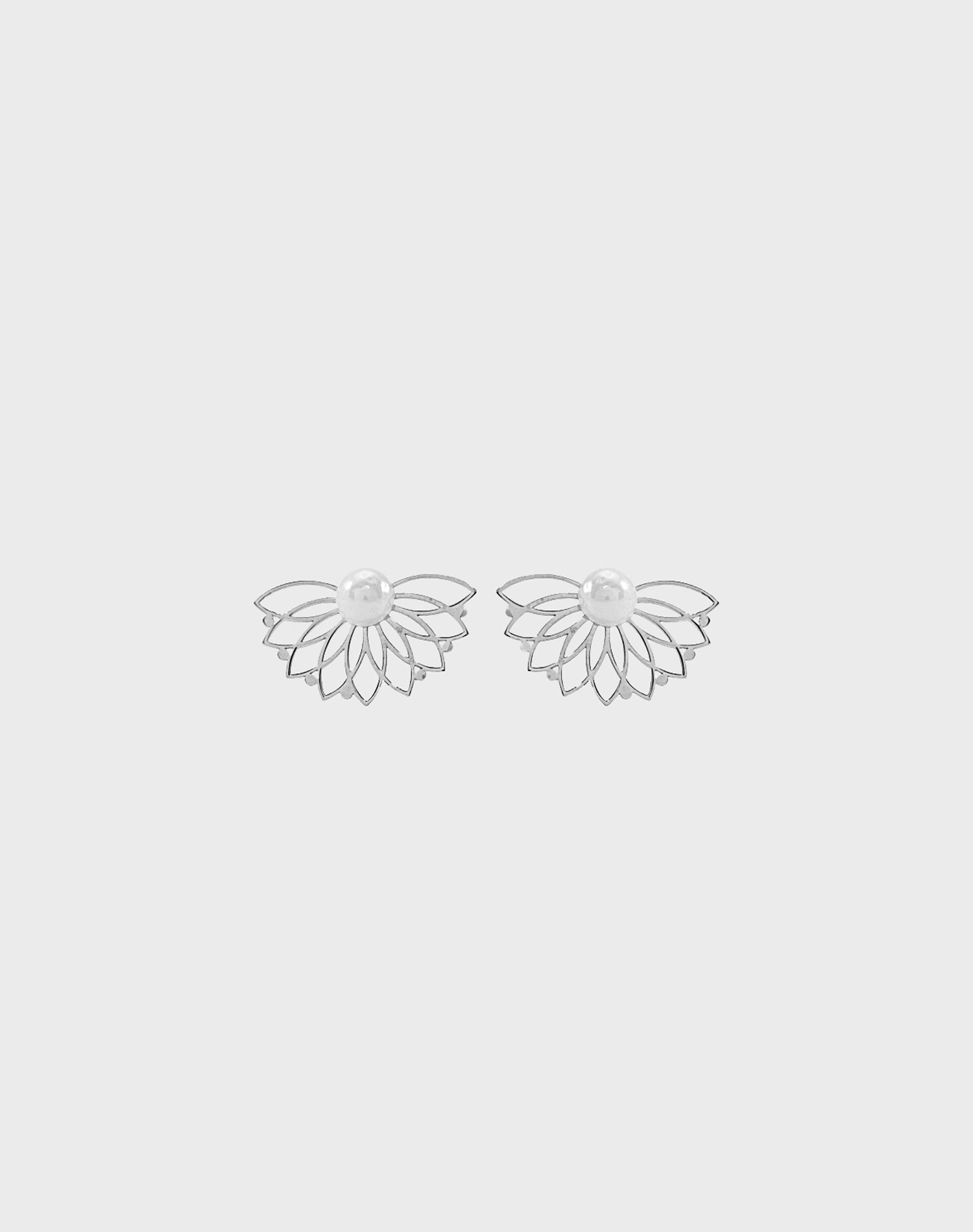 Silver Soft Petals Pearl Stud Earrings