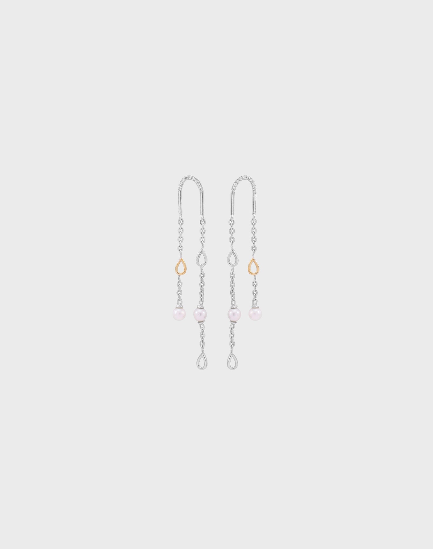 Silver Veil Drop Pearl Earrings