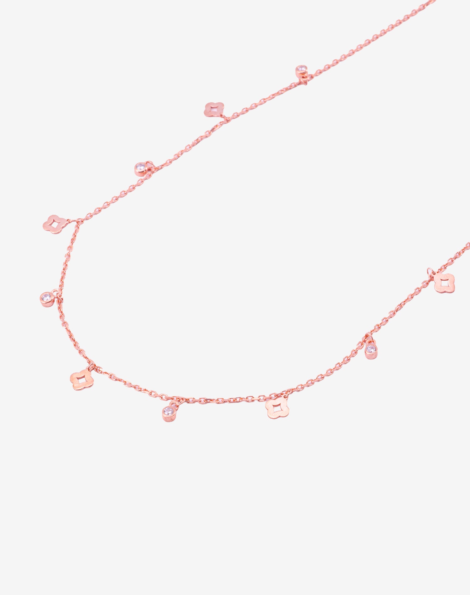 Rose Glow Clover Charm Pendant Chain