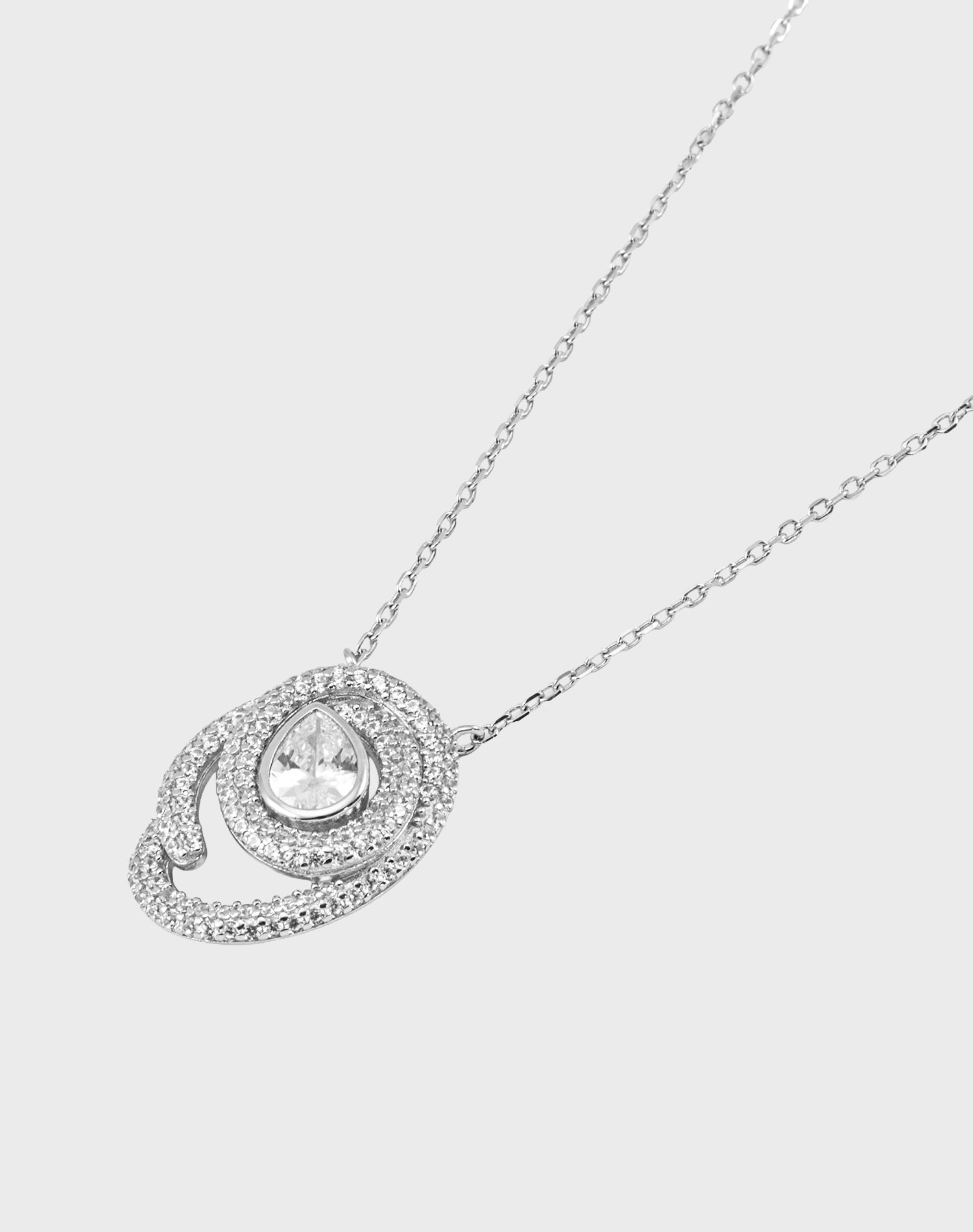 Silver Majestic Pear Pendant Chain