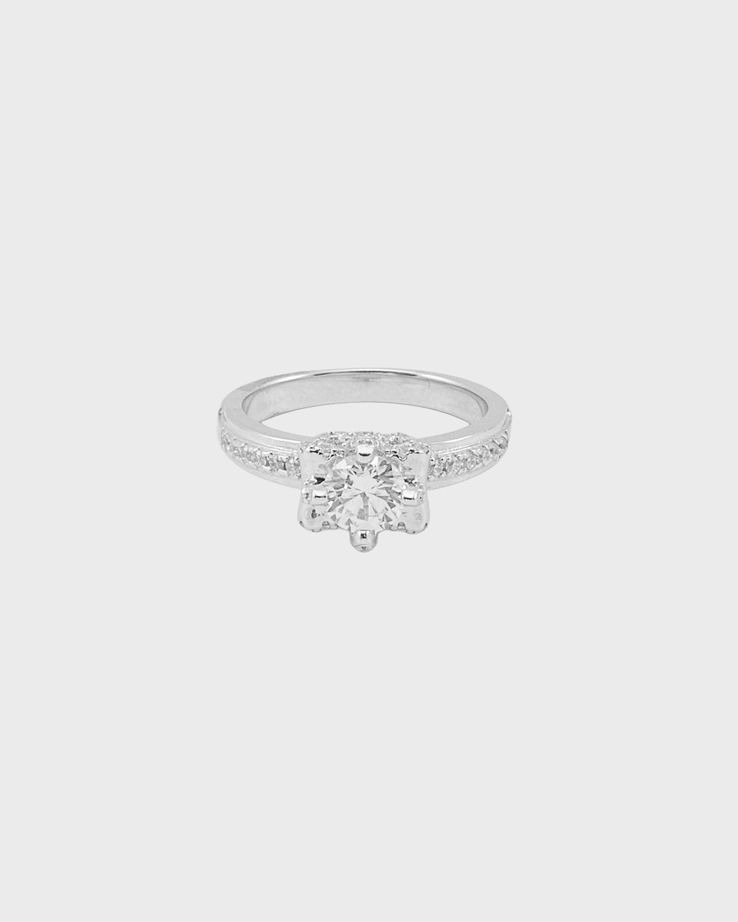 Silver Crownline Solitaire Ring