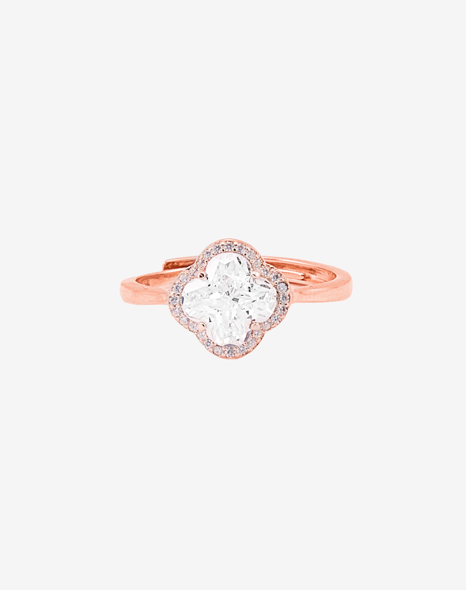 Rose Fortune Clover Solitaire Ring