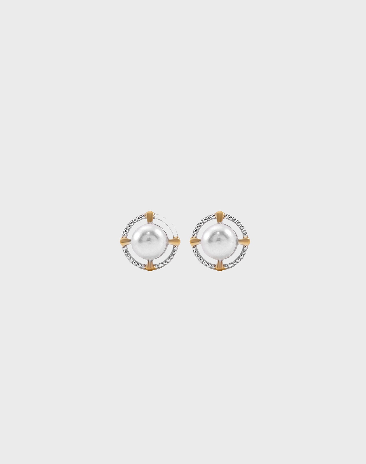 Silver Crown Pearl Stud Earrings