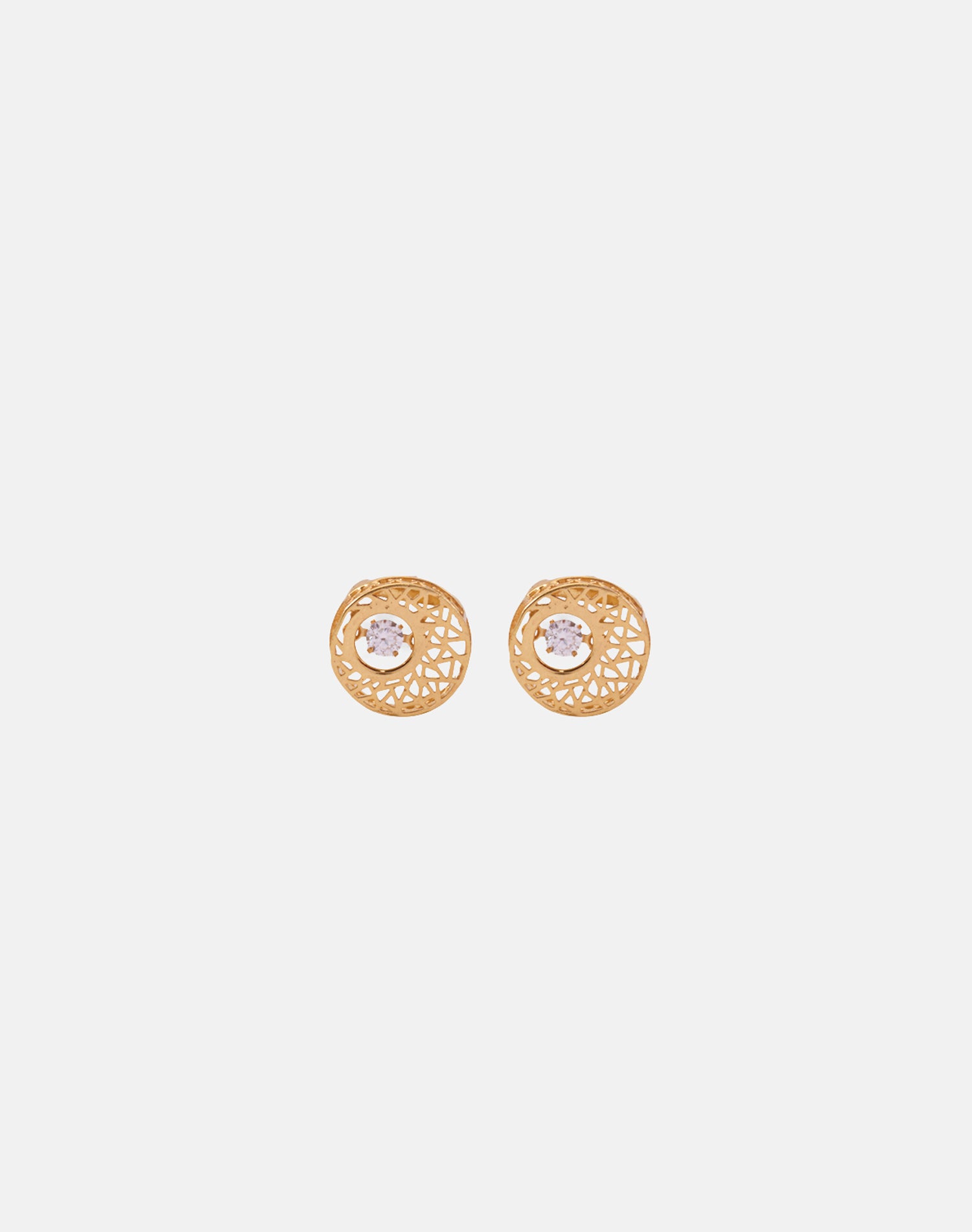 Gold Mesh Dancing diamond Stud Earrings
