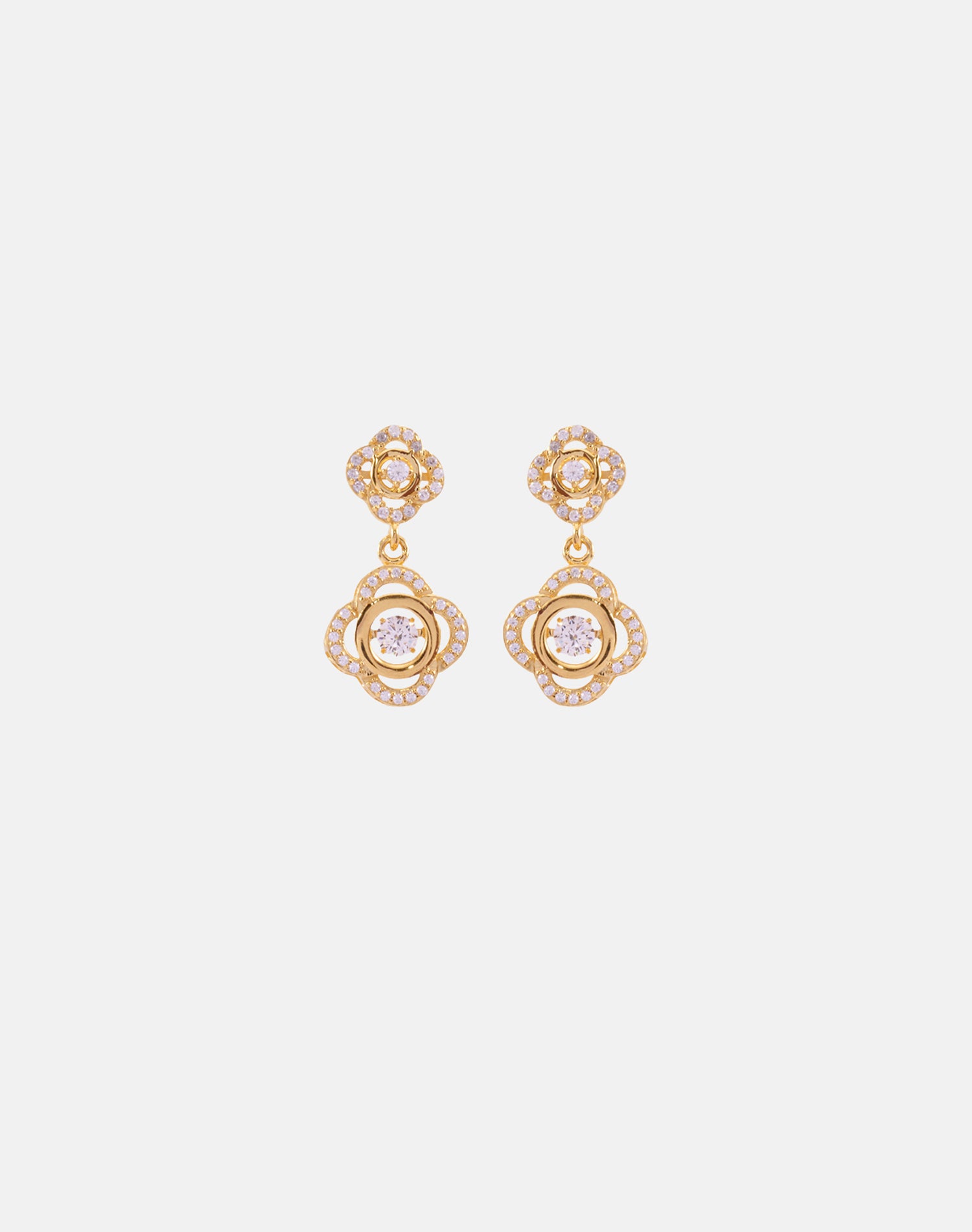 Gold Soft Blossom Dancing Diamond Earrings