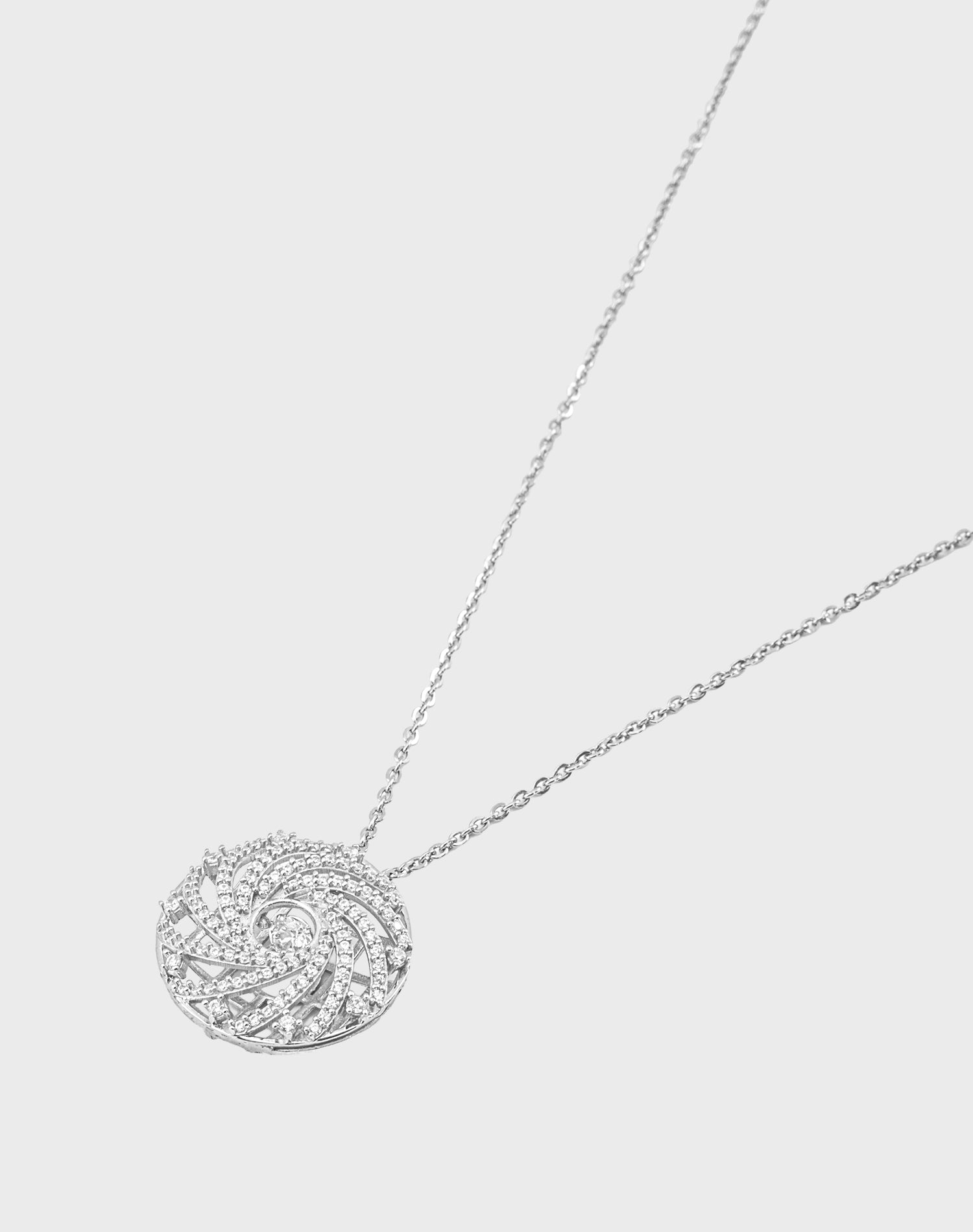 Silver Motion Dancing Diamond Pendant Chain