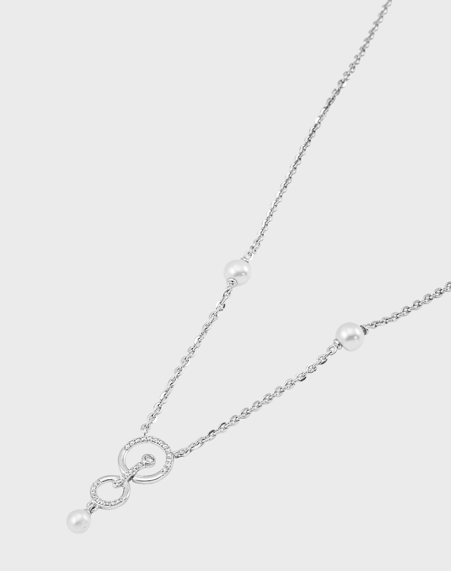 Silver Halo Glow Pearl Pendant Chain