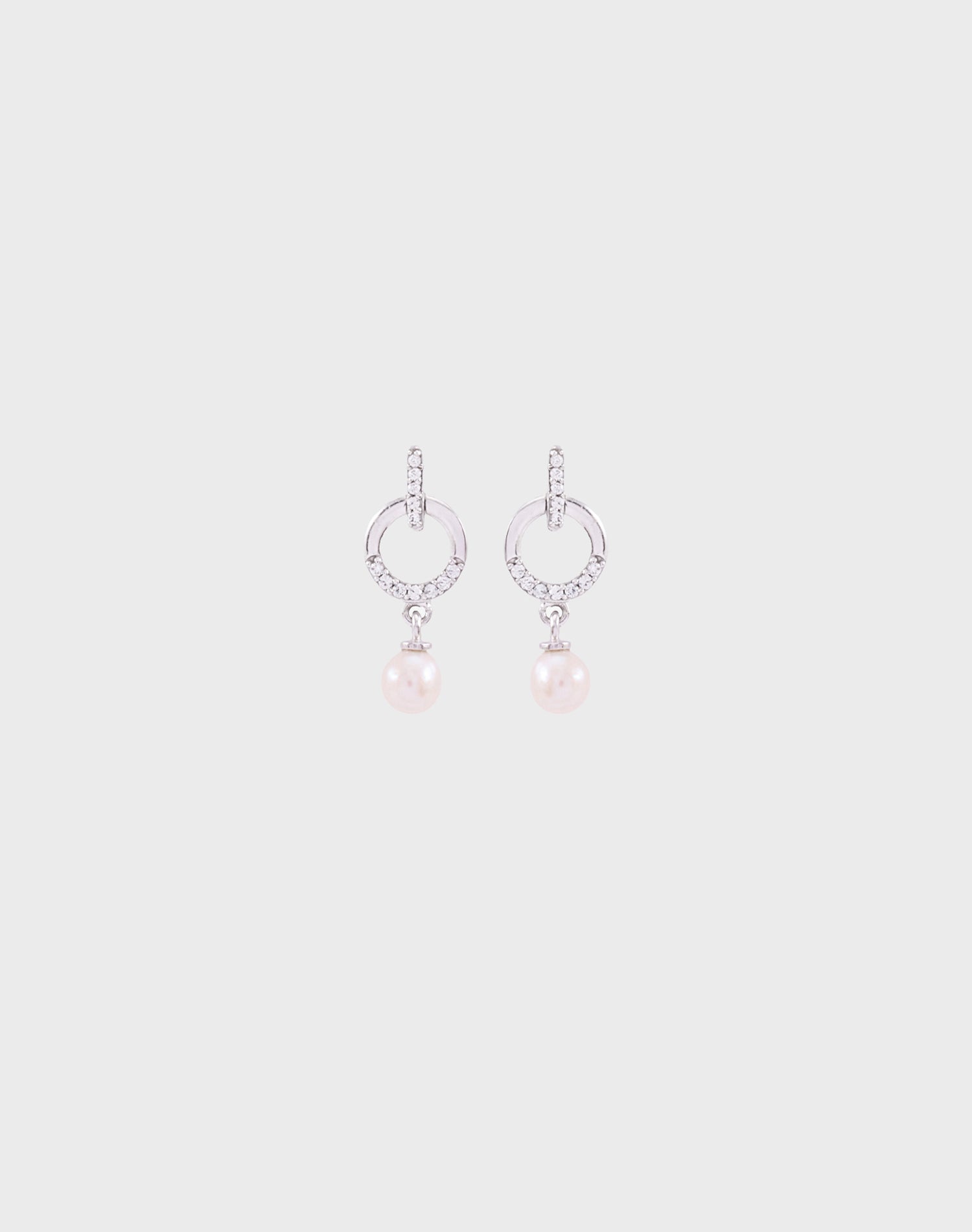 Silver Halo Glow Pearl Earrings
