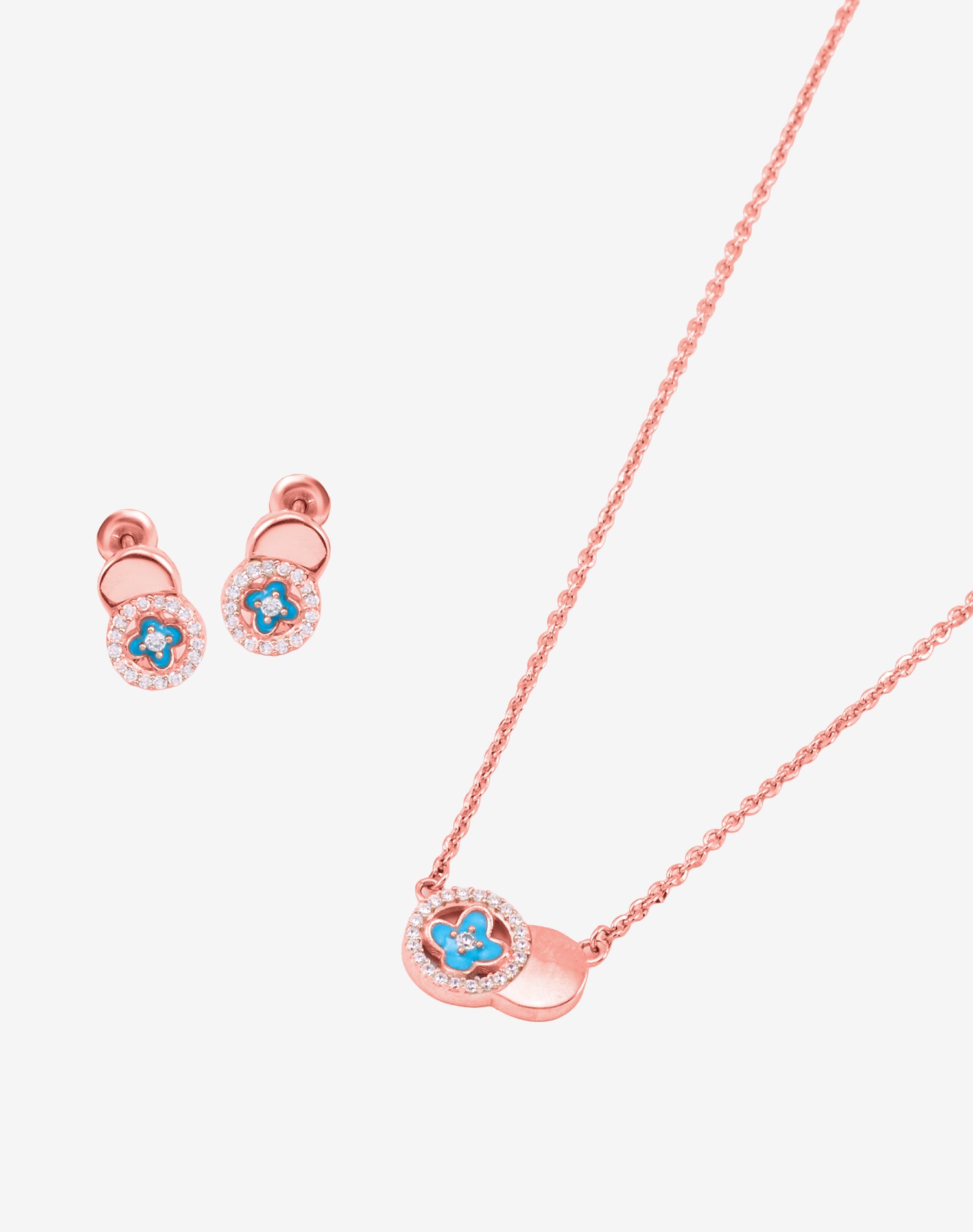 Rose Clover Crush Enamel Pendant Set