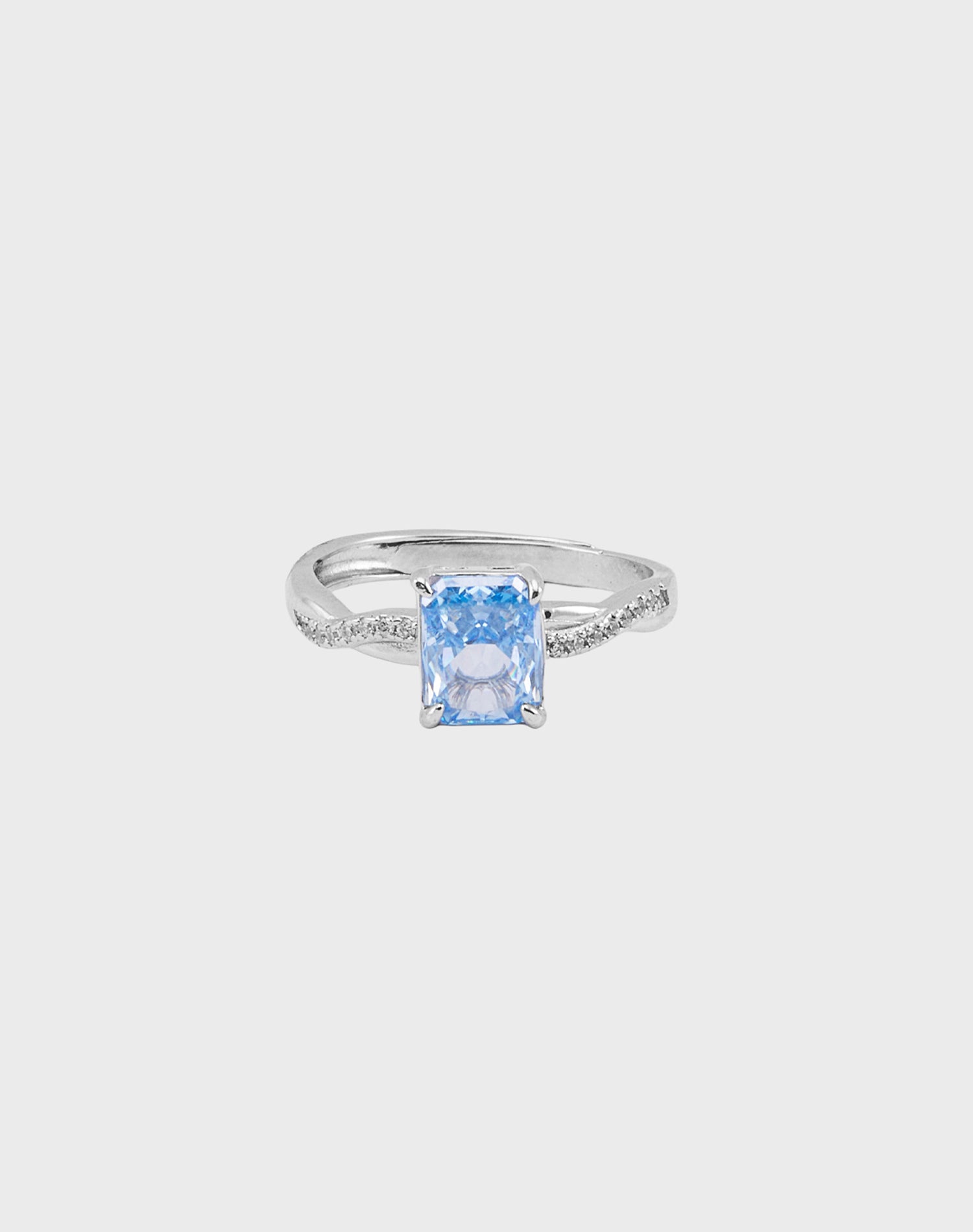 Silver Ocean Waves Solitaire Ring