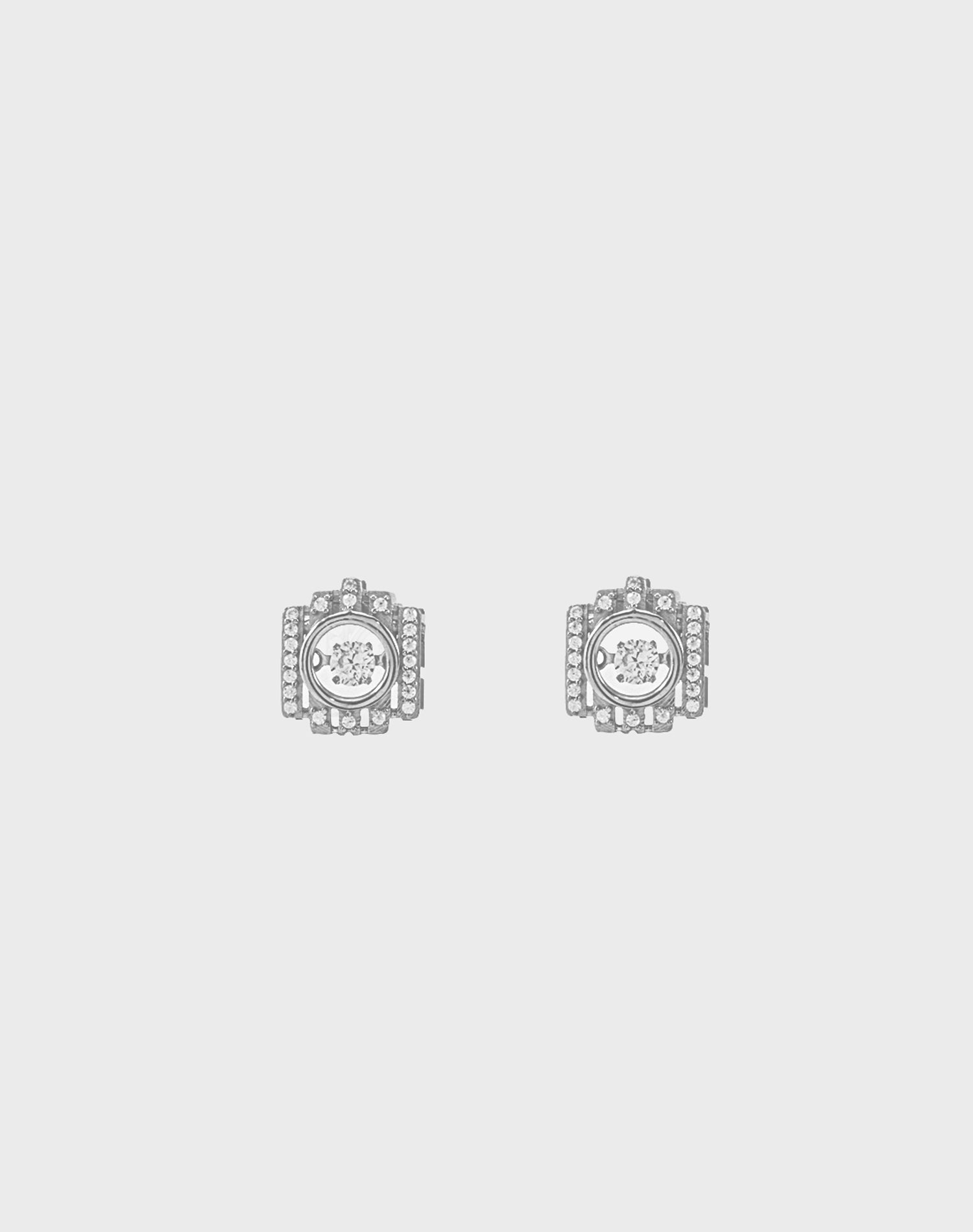 Silver Anchor Dancing Diamond Stud Earrings
