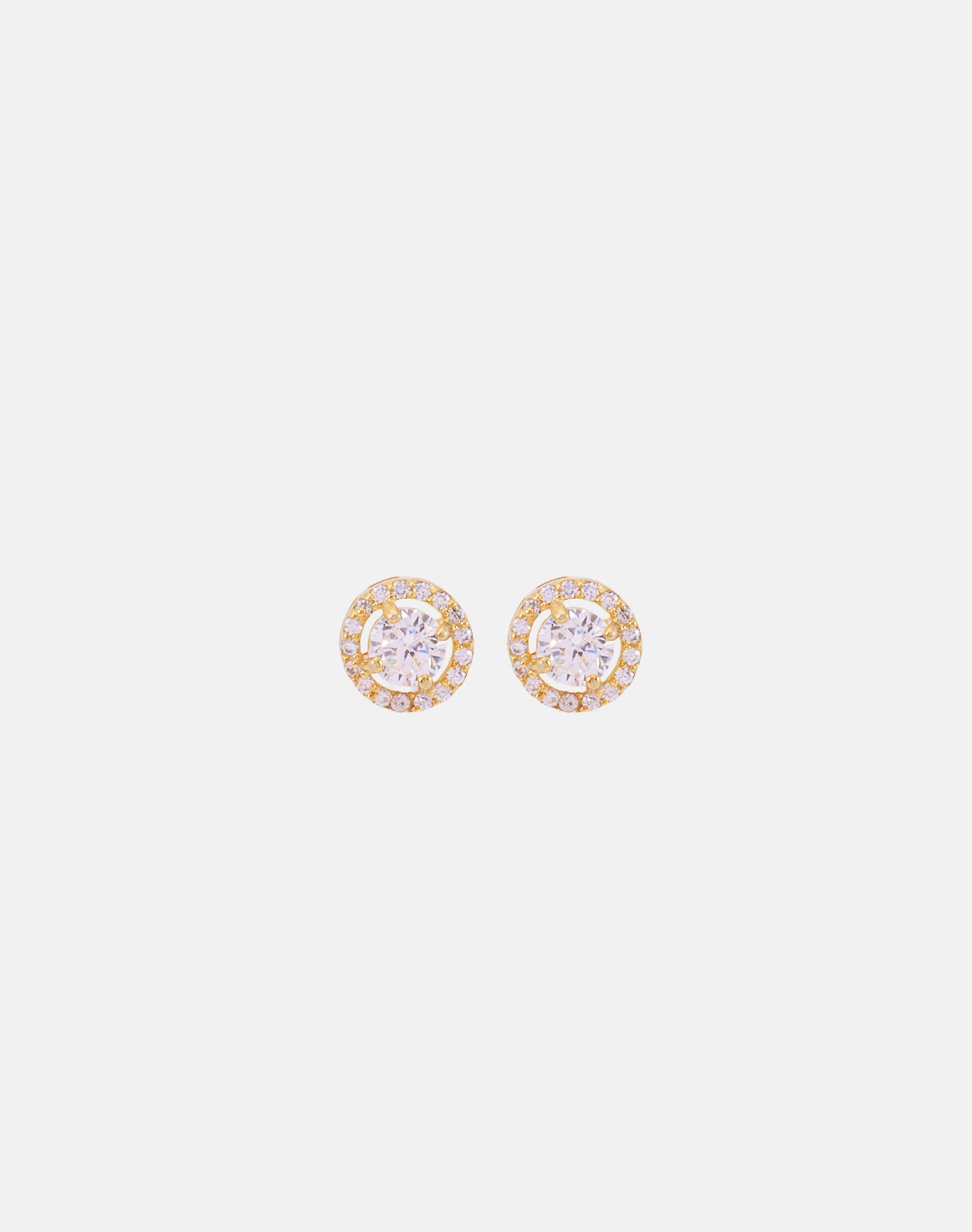 Gold halo Solitaire Stud Earrings