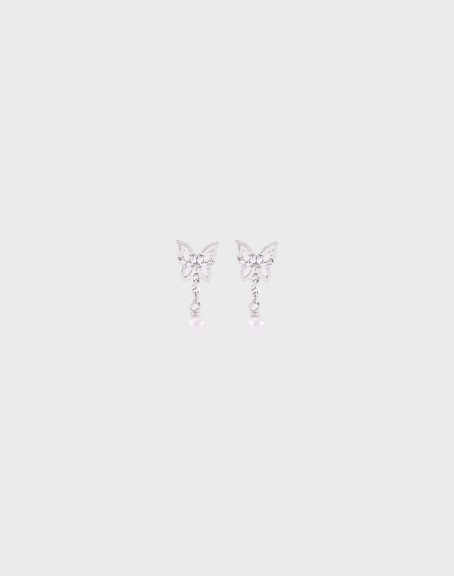 Silver Flutter Drop Pearl Earrings
