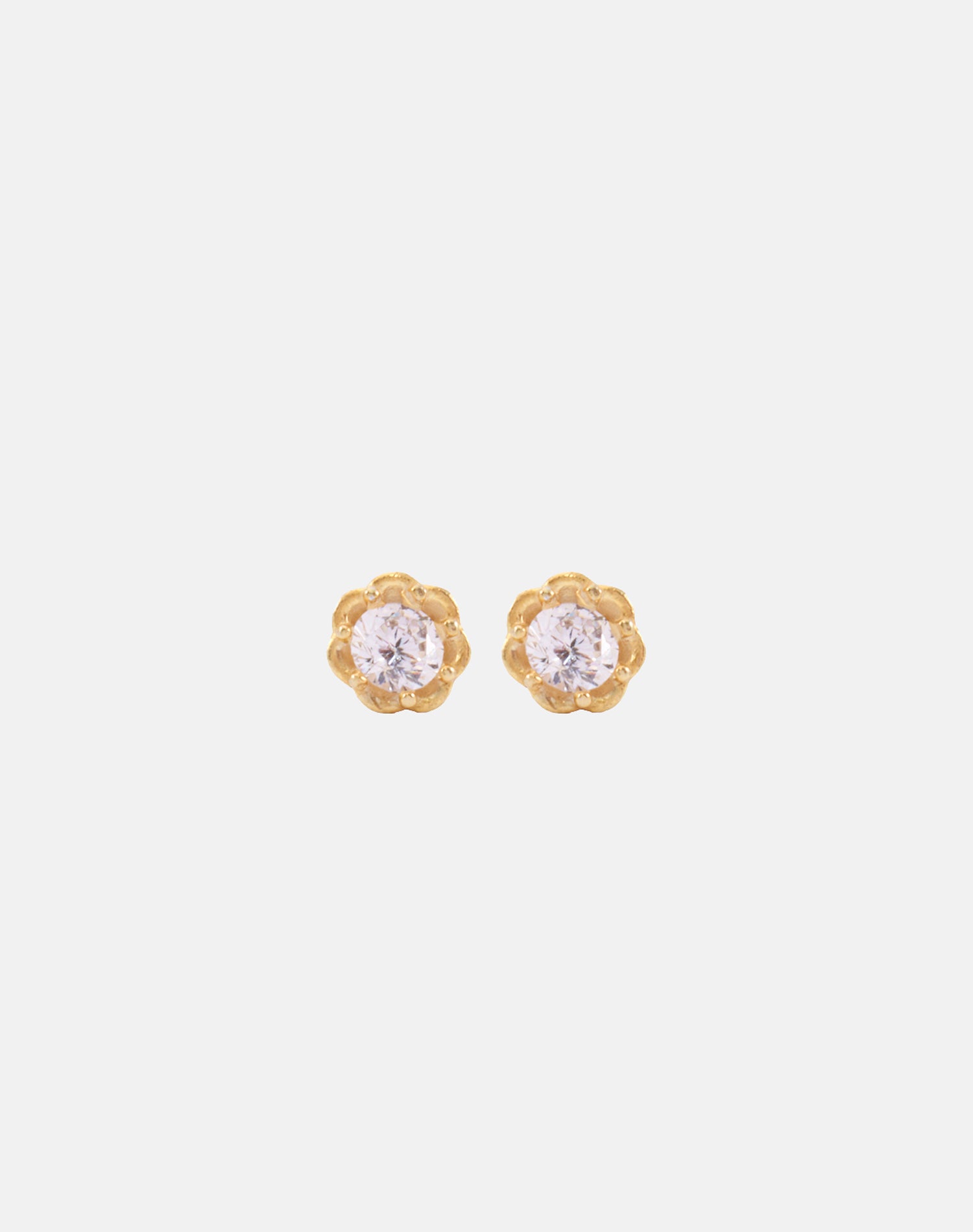 Gold Mini Solitaire Stud Earrings