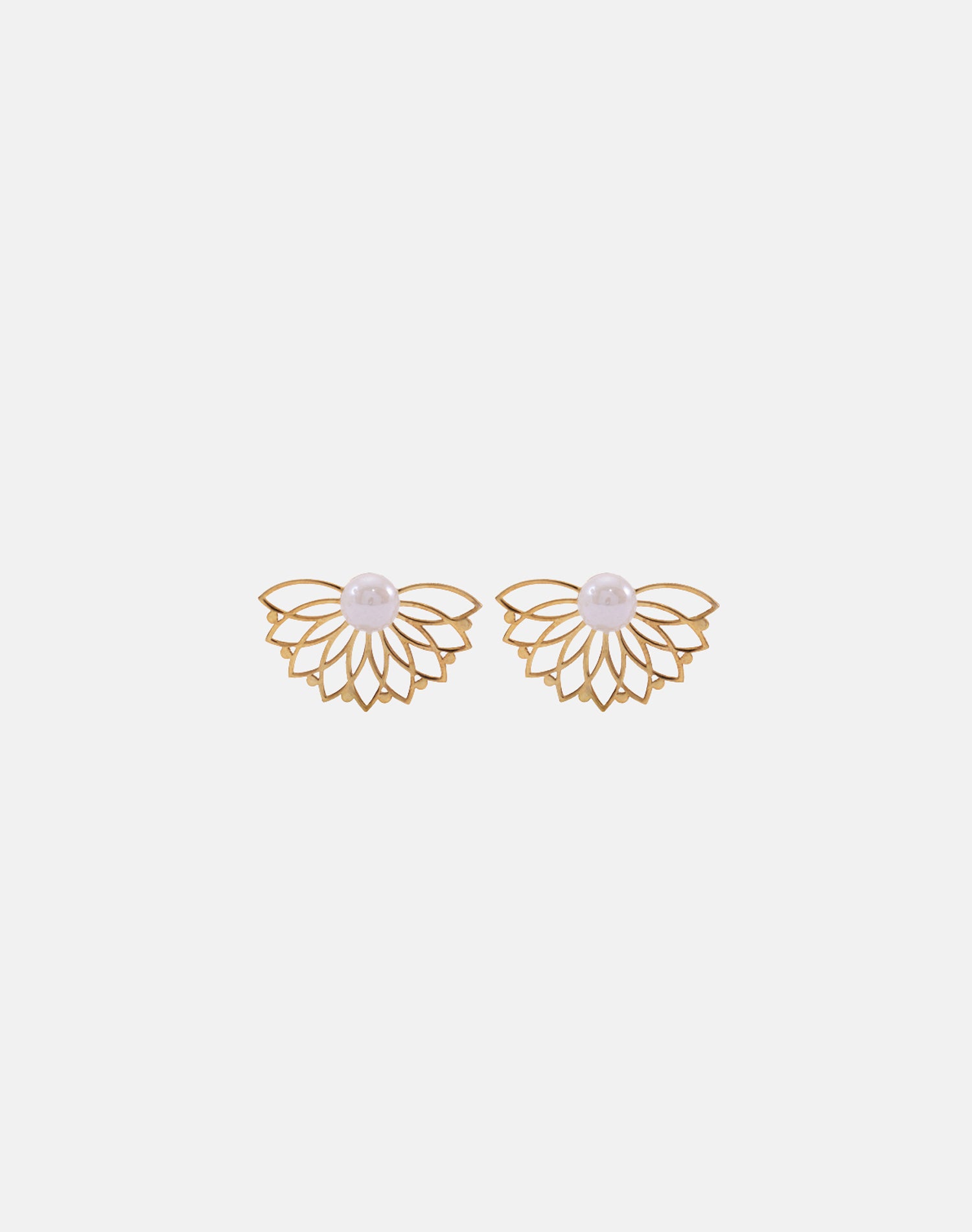 Gold Soft Petals Pearl Stud Earrings