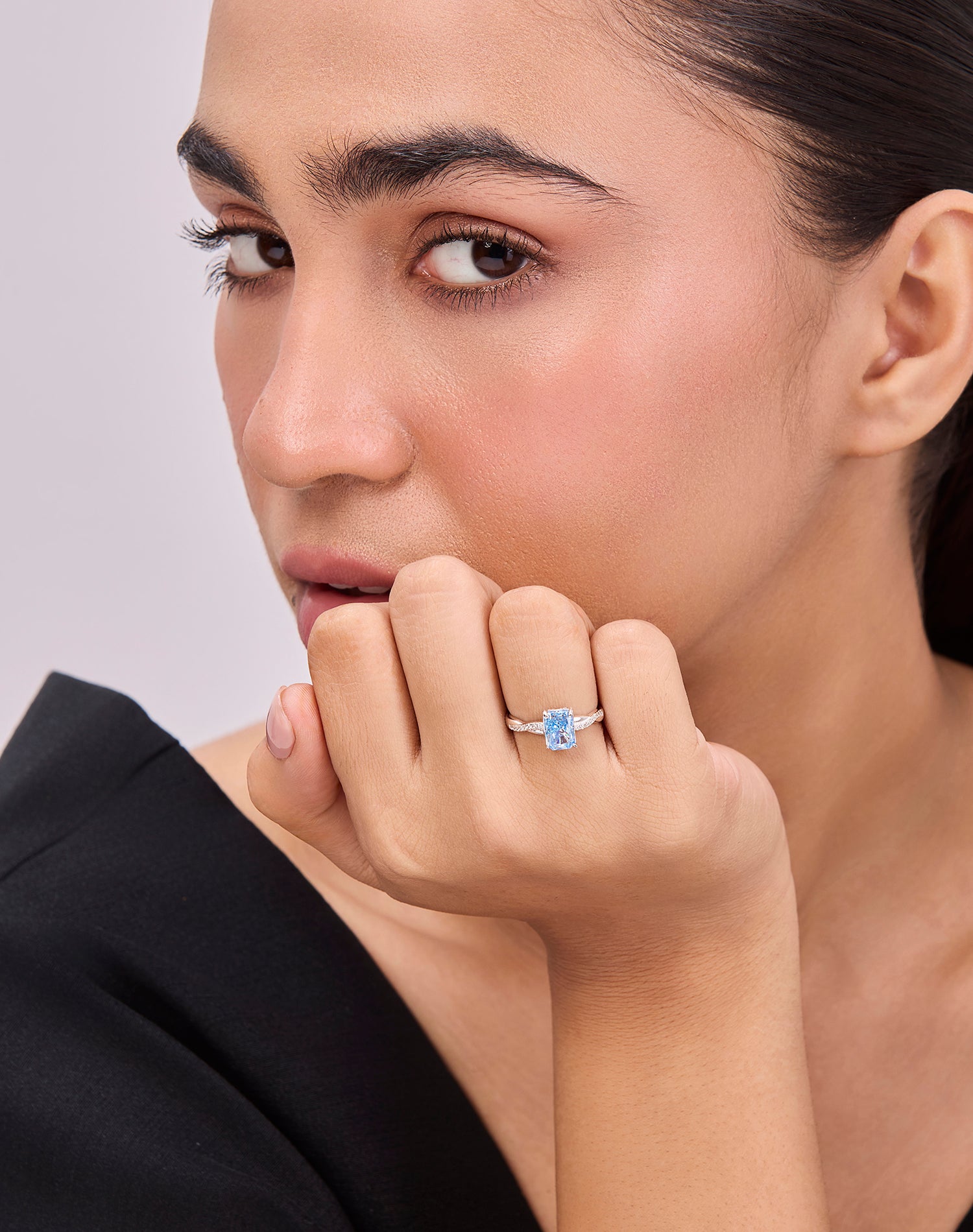 Silver Ocean Waves Solitaire Ring