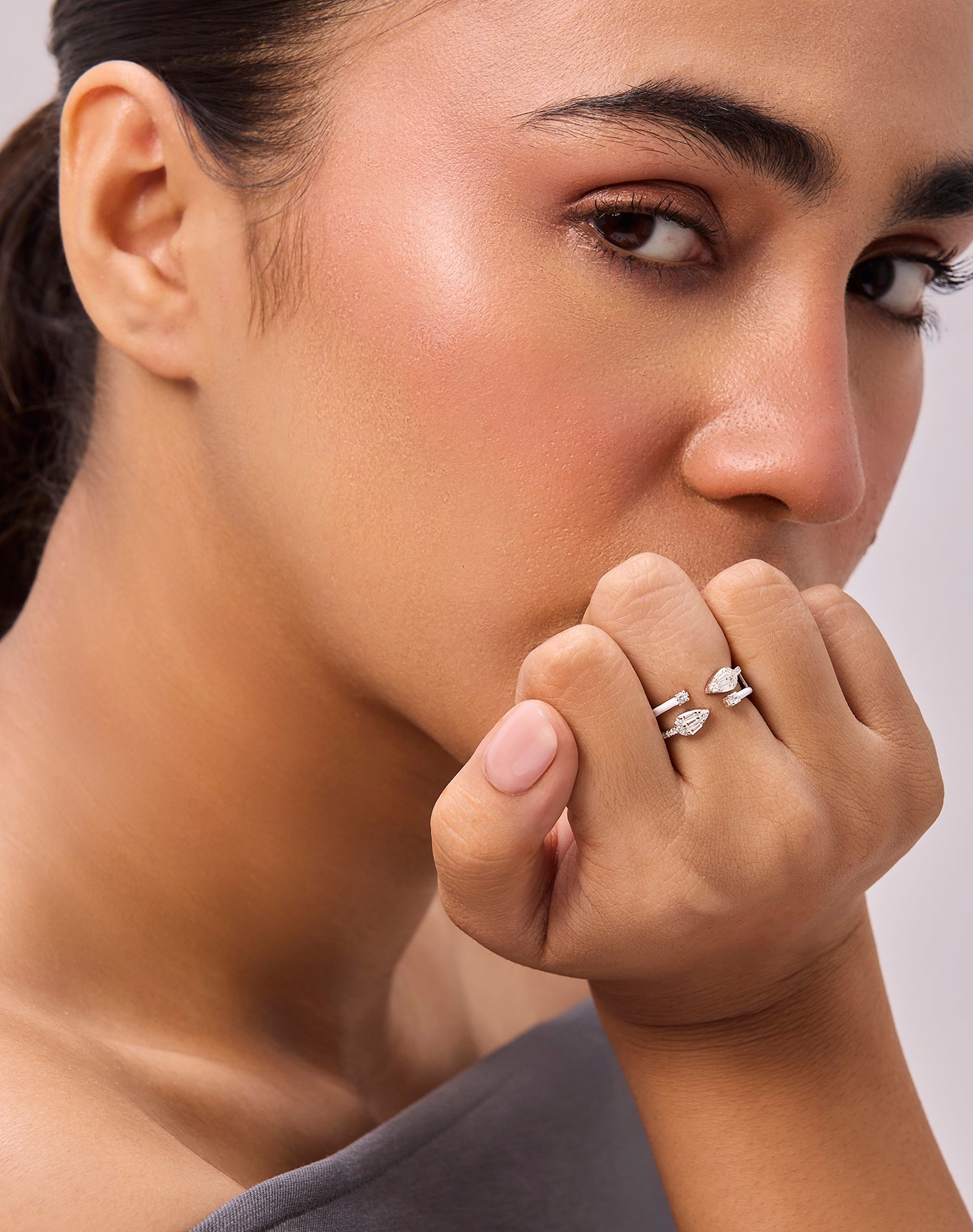 Silver Wink Wink Enamel Ring