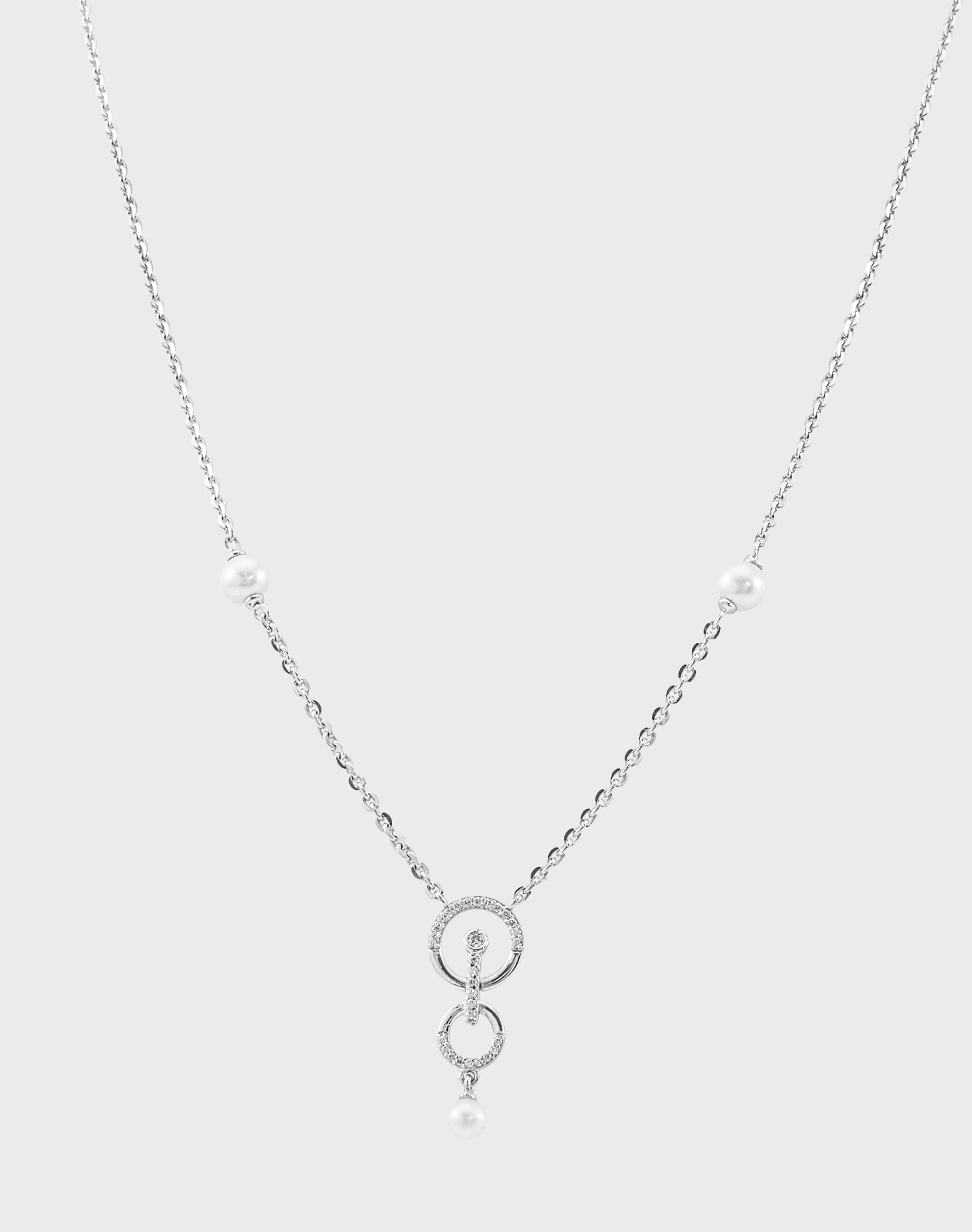 Silver Halo Glow Pearl Pendant Chain