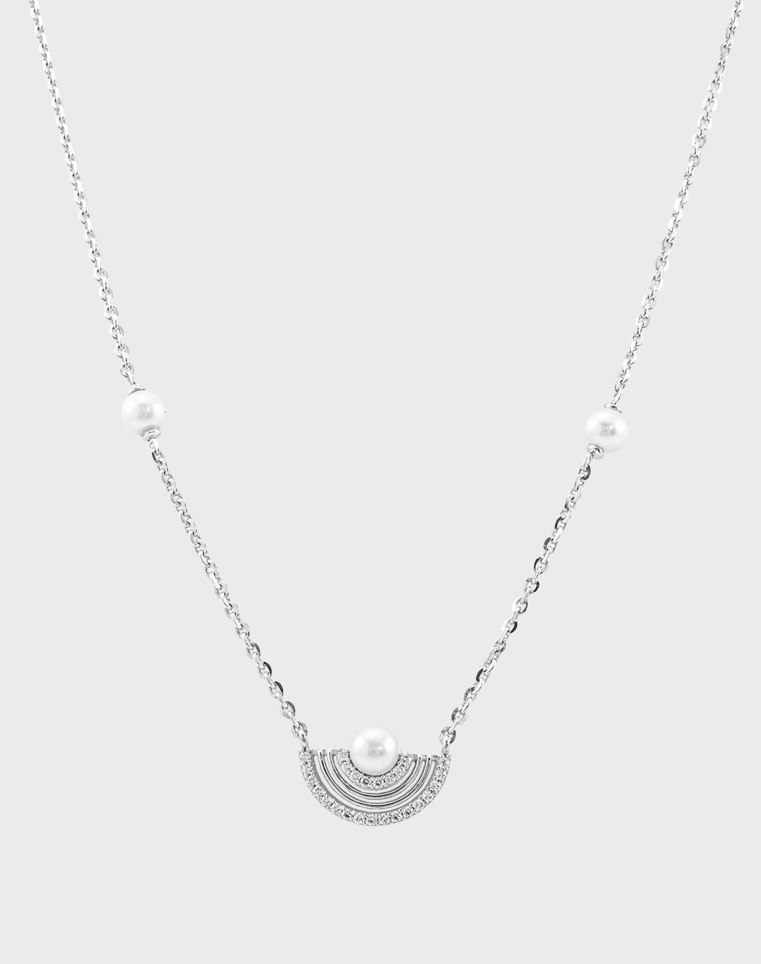 Silver Arc Pearl Pendant Chain