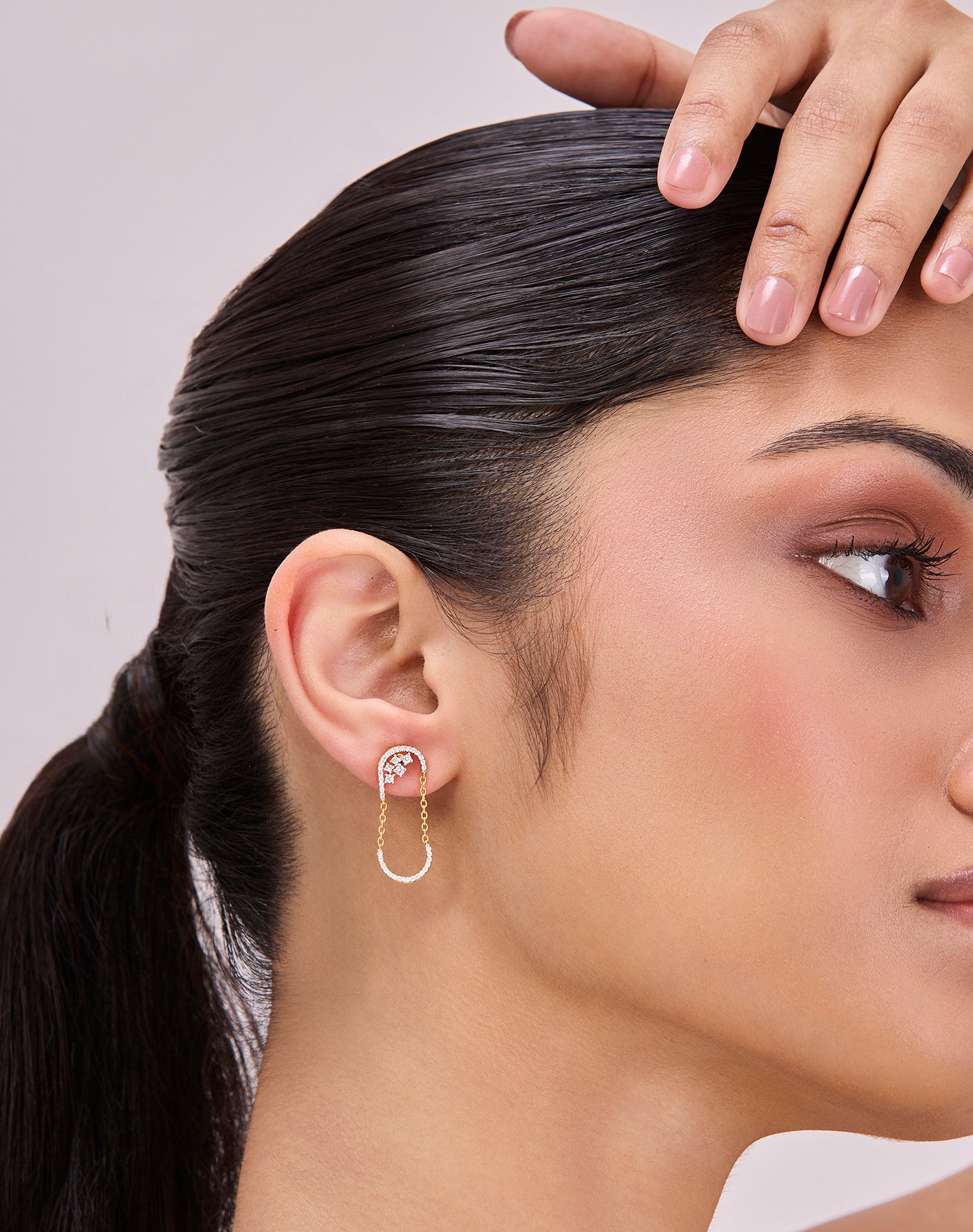 Gold Flow Link Lab Grown Diamond Earrings