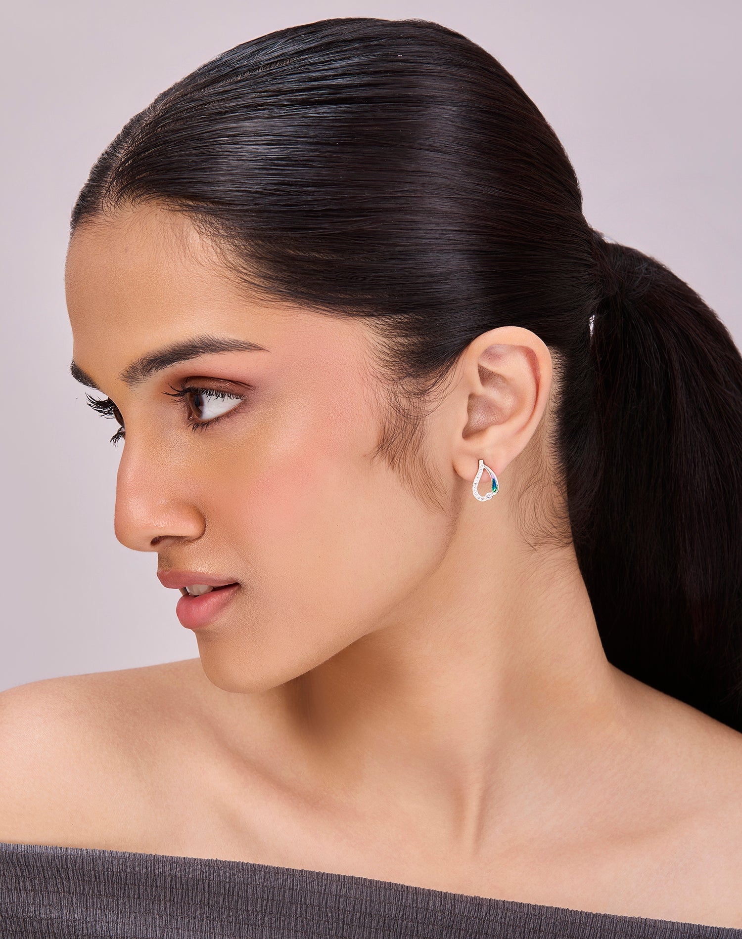 Silver Dewdrop Stud Earrings
