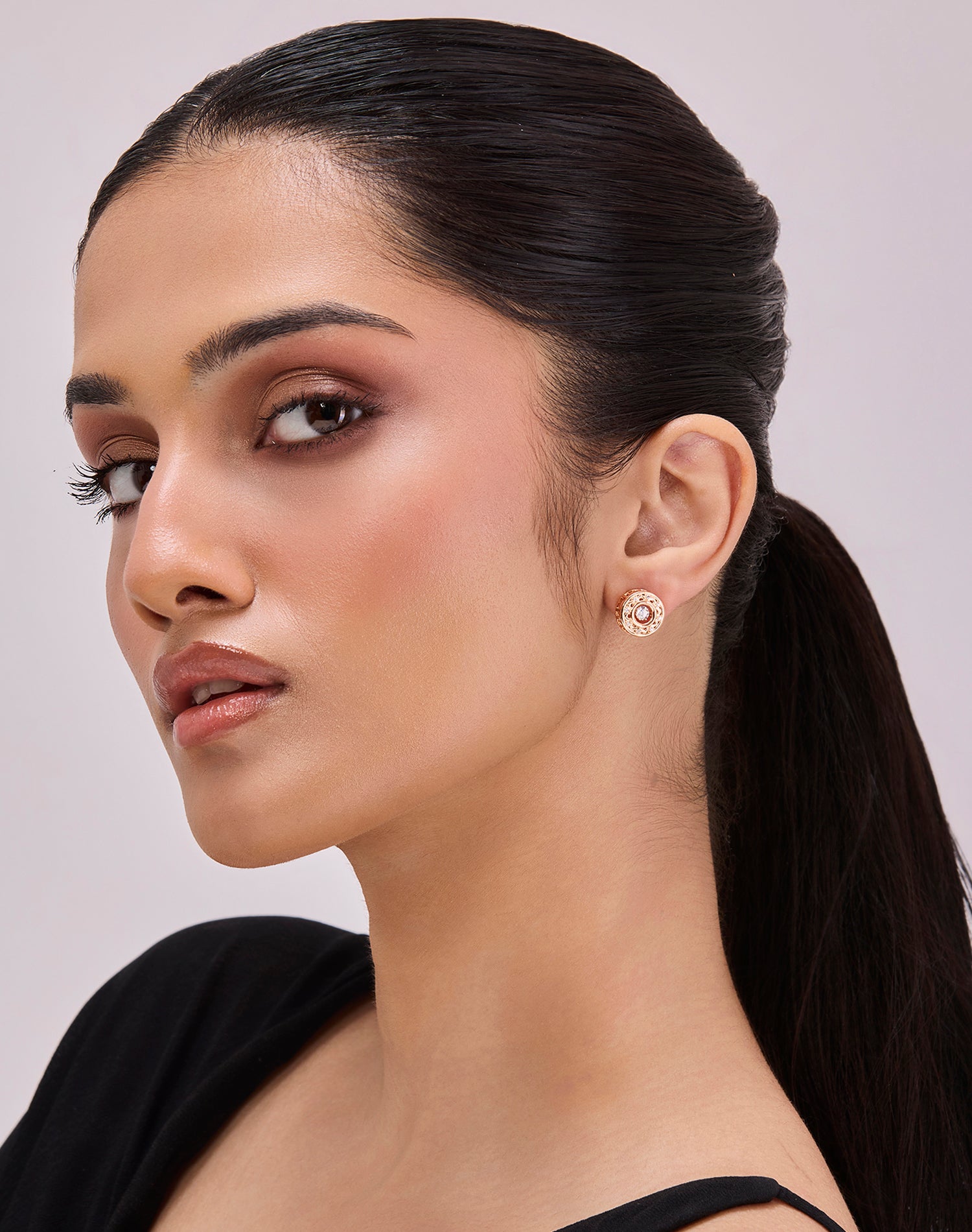 Rose Balance Dancing Diamond Stud Earrings