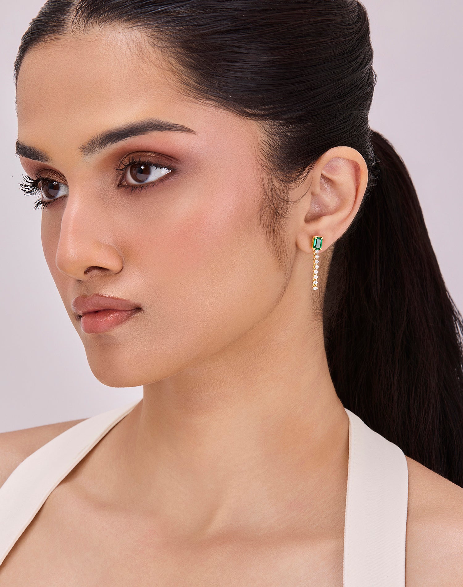 Gold Green Vines Lab Grown Diamond Earrings